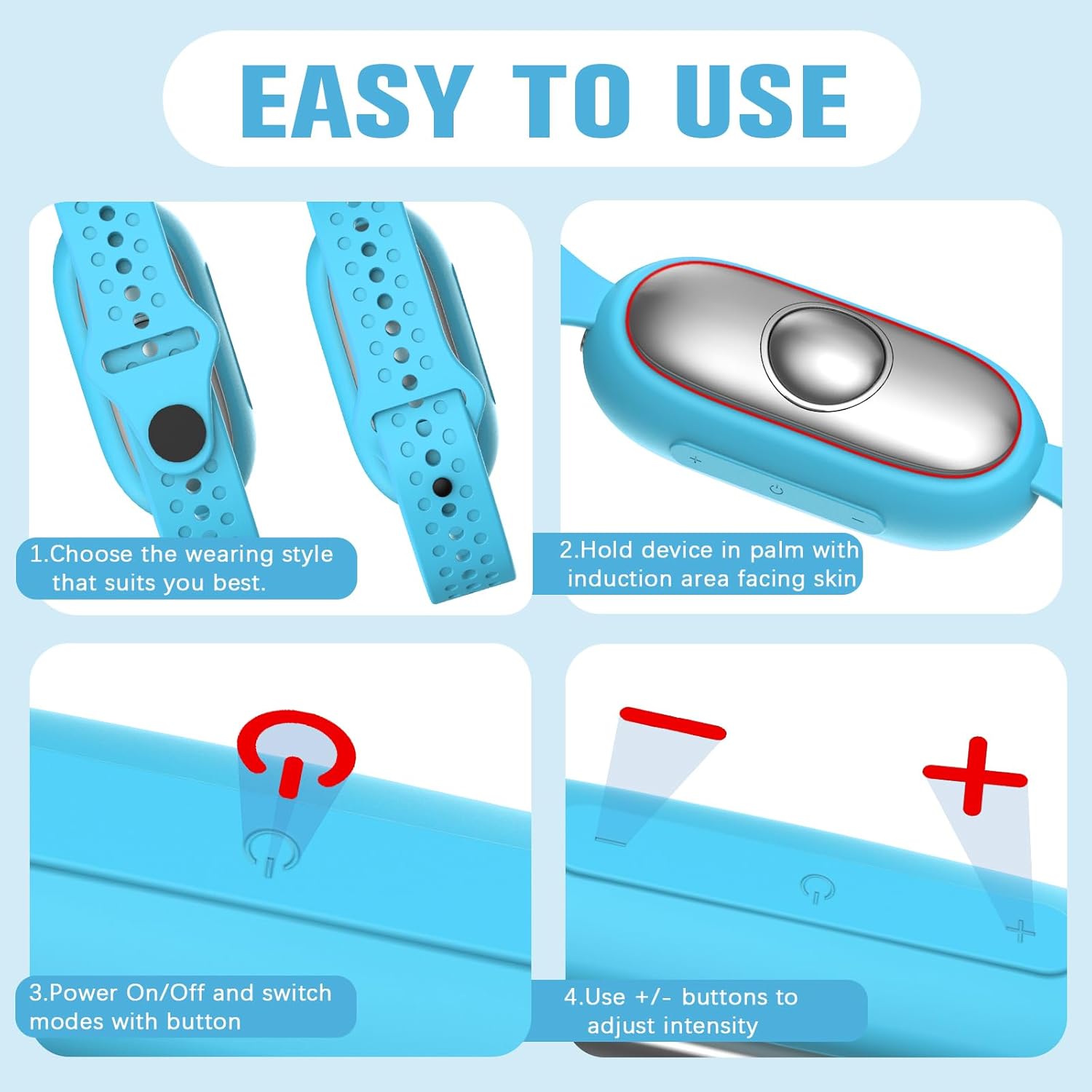 Sleep Aid Device, Hand Micro-Current Sleep Instrument Anxiety Device, Portable Rechargeable Sleep Aid for Anxiety and Insomnia (Blue) - Image 3