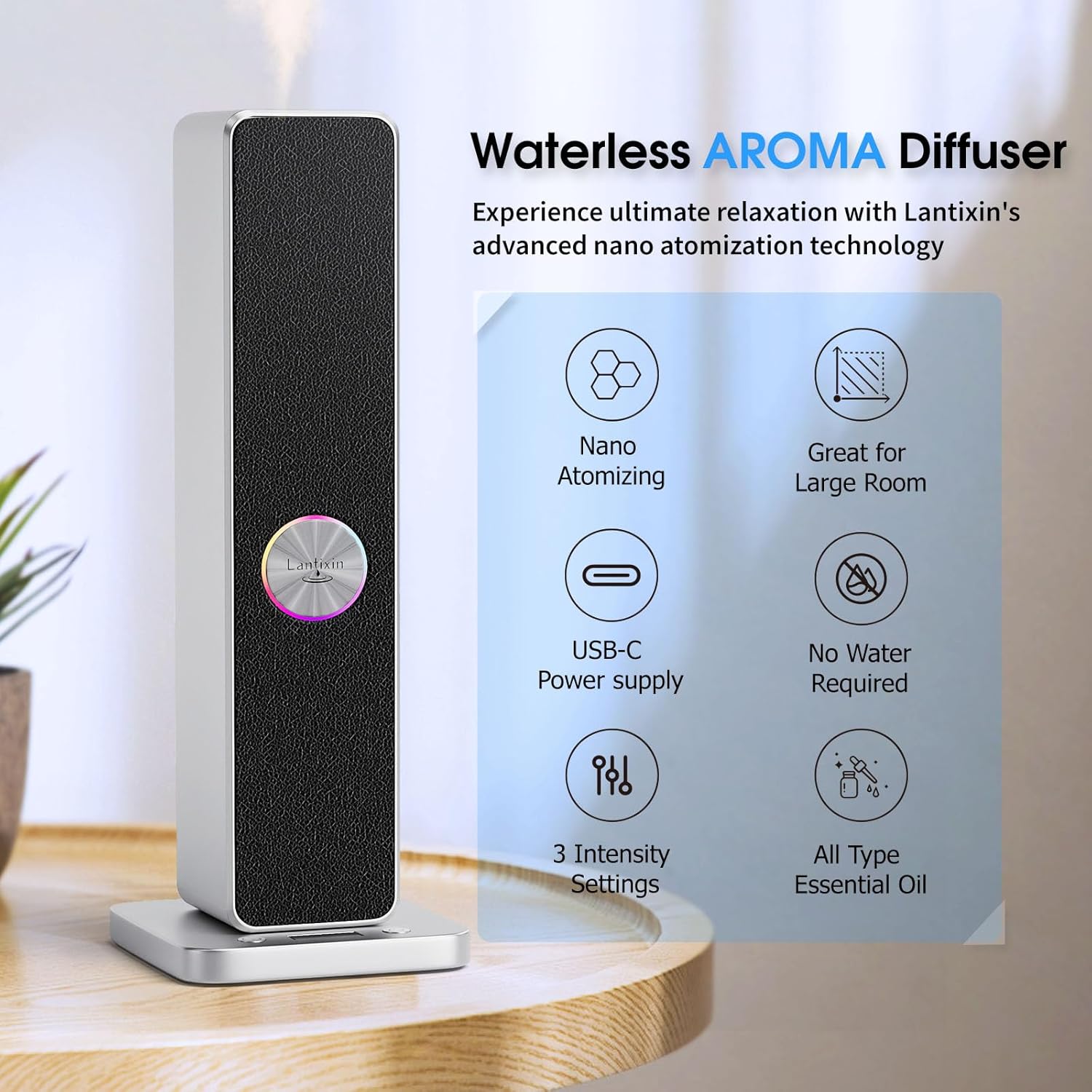 Lantixin Waterless Essential Oil Diffuser for Large Room Home, 1000 Sq Ft Scent Air Machine, Premium Hotel Collection Aromatherapy Diffuser - Image 3
