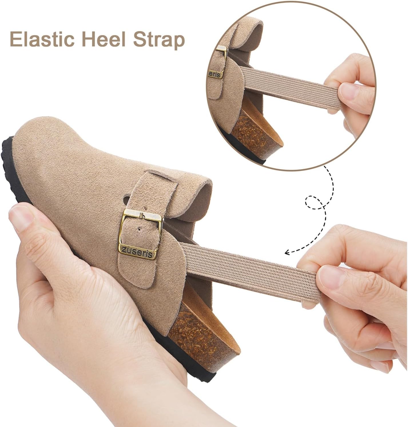 ZUSERIS Kids Suede Clogs Toddler Clogs Boys Girls Cork Footbed Sandals Potato Shoes Leather Slip On Mules with Adjustable Buckle - Image 5