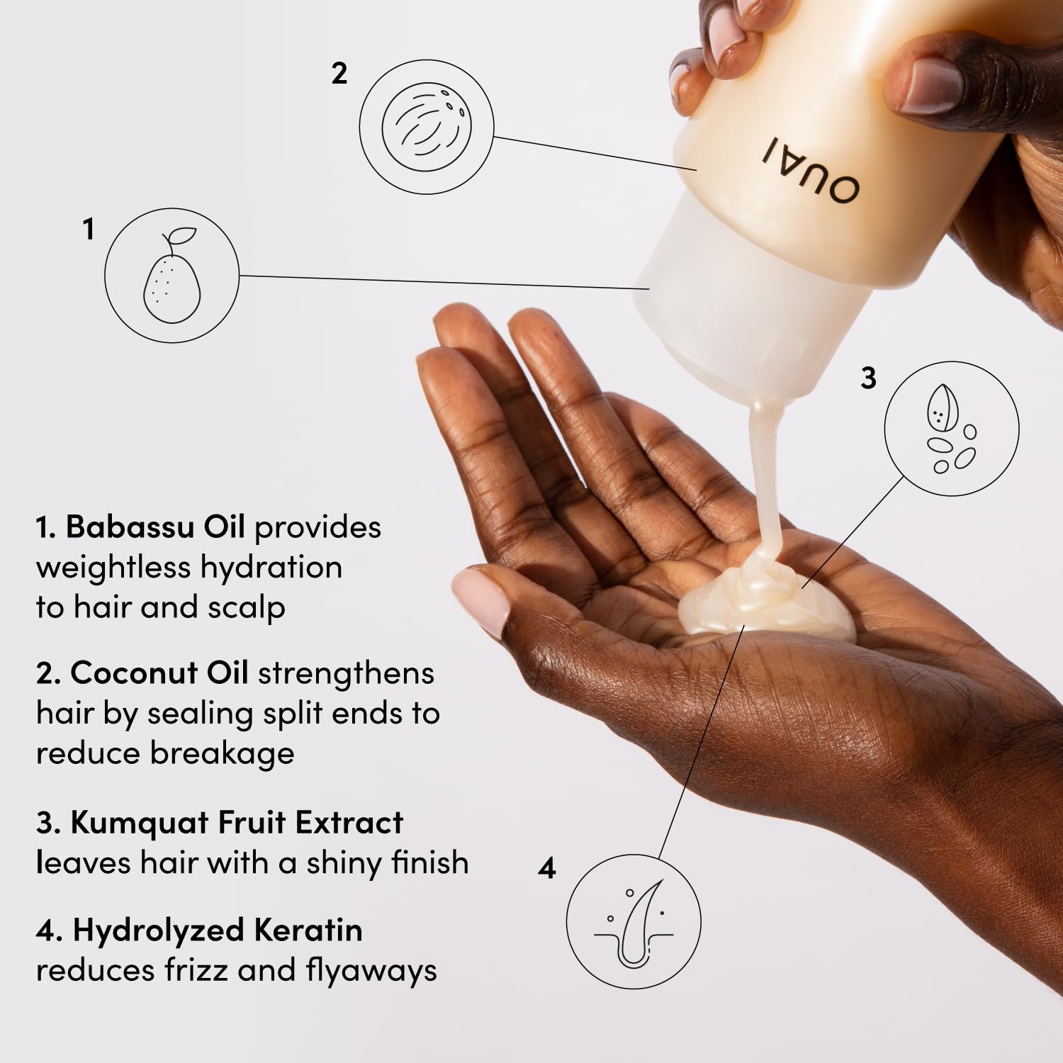 OUAI Medium Hair Shampoo and Conditioner Set - Sulfate-Free Shampoo and Conditioner for Women & Men - Made with Keratin, Shea Butter & Avocado Oil - Free of Parabens & Phthalates (10 Fl Oz) - Image 3