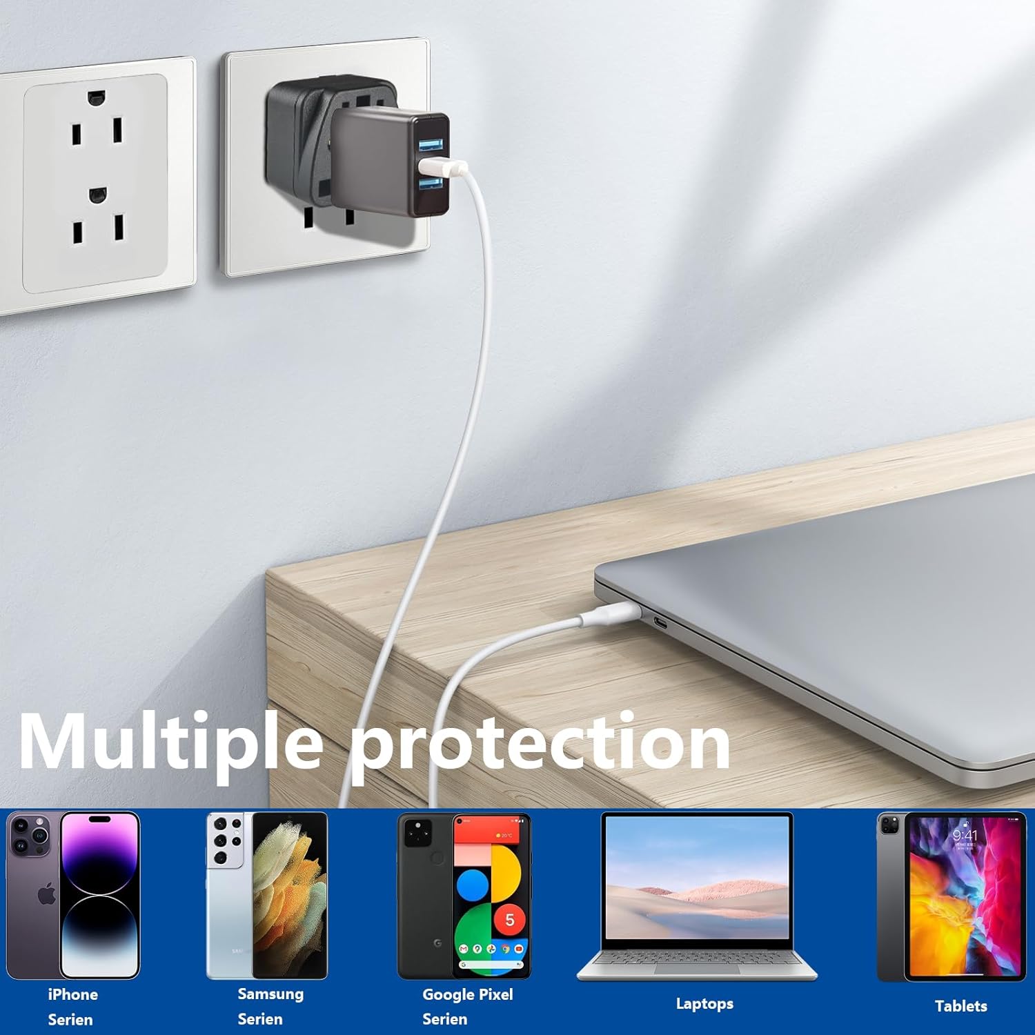 4 Pack UK to US Plug Travel Adapter, Universal to American Plug Adapter, European to US Plug Adapter, Adapter EU,AU,Italy,Brazil to US Travel Plug 3 Prong Adapter Black - Image 7