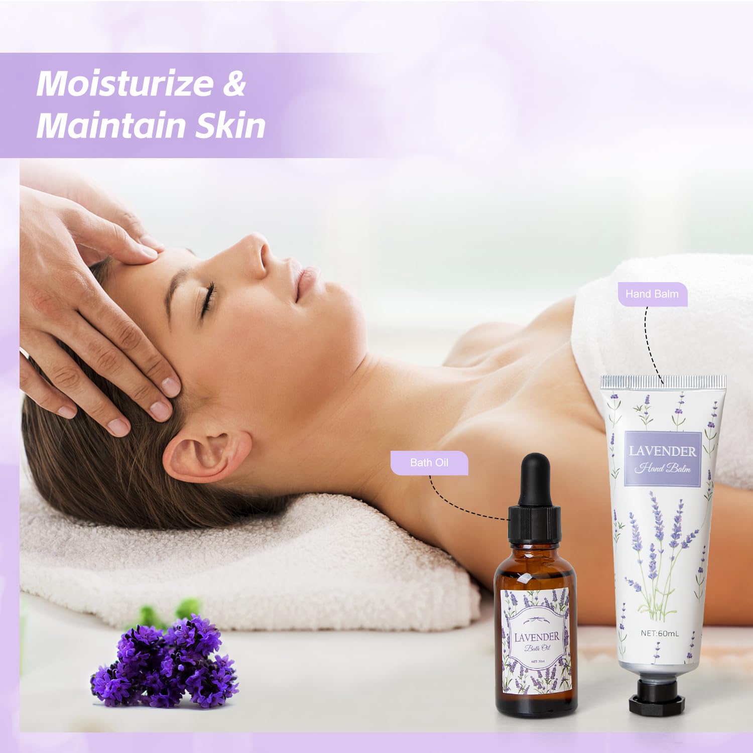 Lavender Spa Gifts Set, 11 Pcs Bath Gift Set for Women, Relaxing Spa Gifts, Home Spa Products, Birthday Gifts for Women Valentine's Day - Image 4