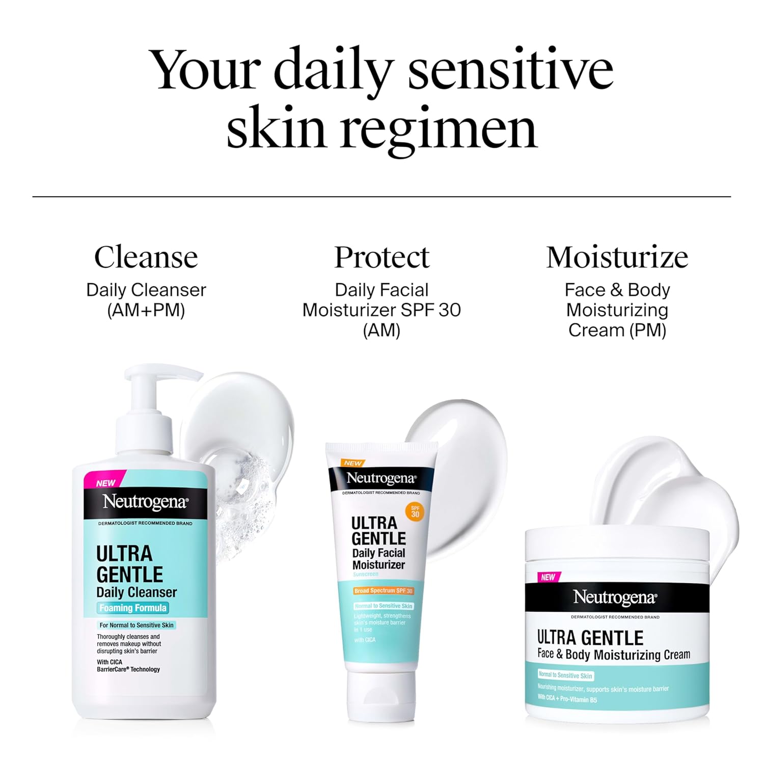 Neutrogena Ultra Gentle Foaming Facial Cleanser, Fragrance Free Hydrating Face Wash for Sensitive Skin, Daily Non Over Drying Makeup Remover, Hypoallergenic, Soap & Dye Free, Non-Comedogenic, 16 Fl Oz - Image 8