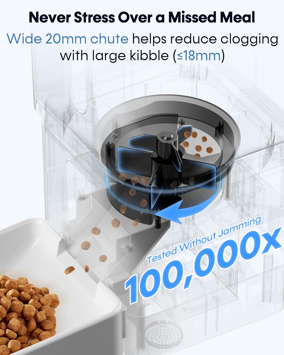 Large Dog Automatic Feeder with Camera: 12L/50 Cups Home Smart Dog Feeder for 20 Days Feeding - Anti-Clog with 20mm Wide Chute for Big Breed Owner - Image 4