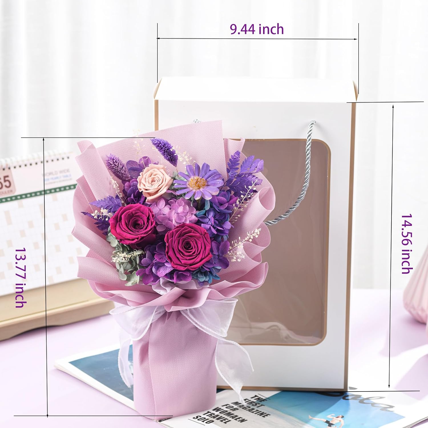 lovenfold Flowers for Delivery,Preserved Flowers Bouquets,Purple Rose Bouquets That Last 1-3 Years,Birthday Flowers Gifts for Women Mom Grandma Wife Friends - Image 2