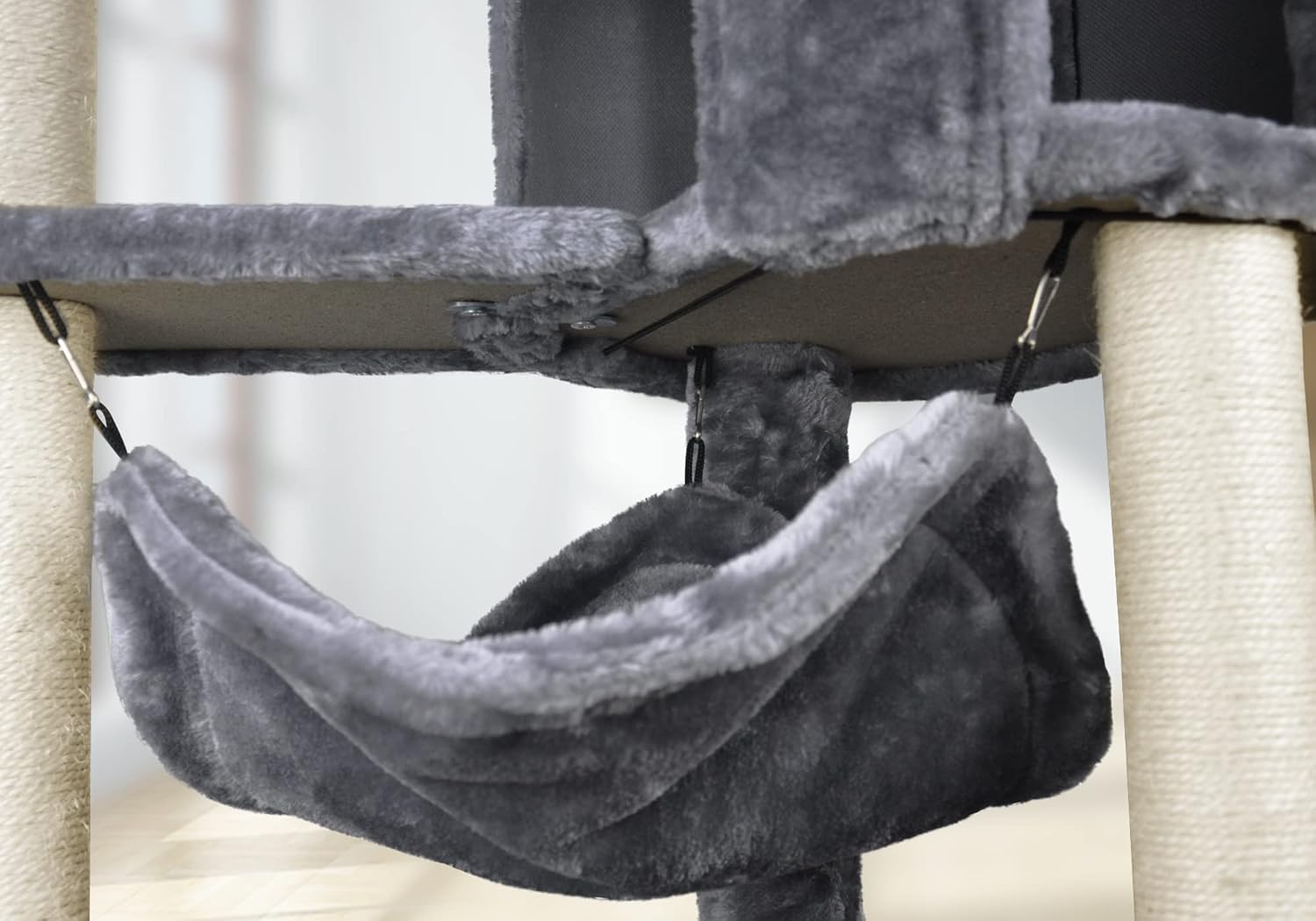 YUNIQUE Cat Tree with Cat Condo and Big Hammock, Grey - Image 7