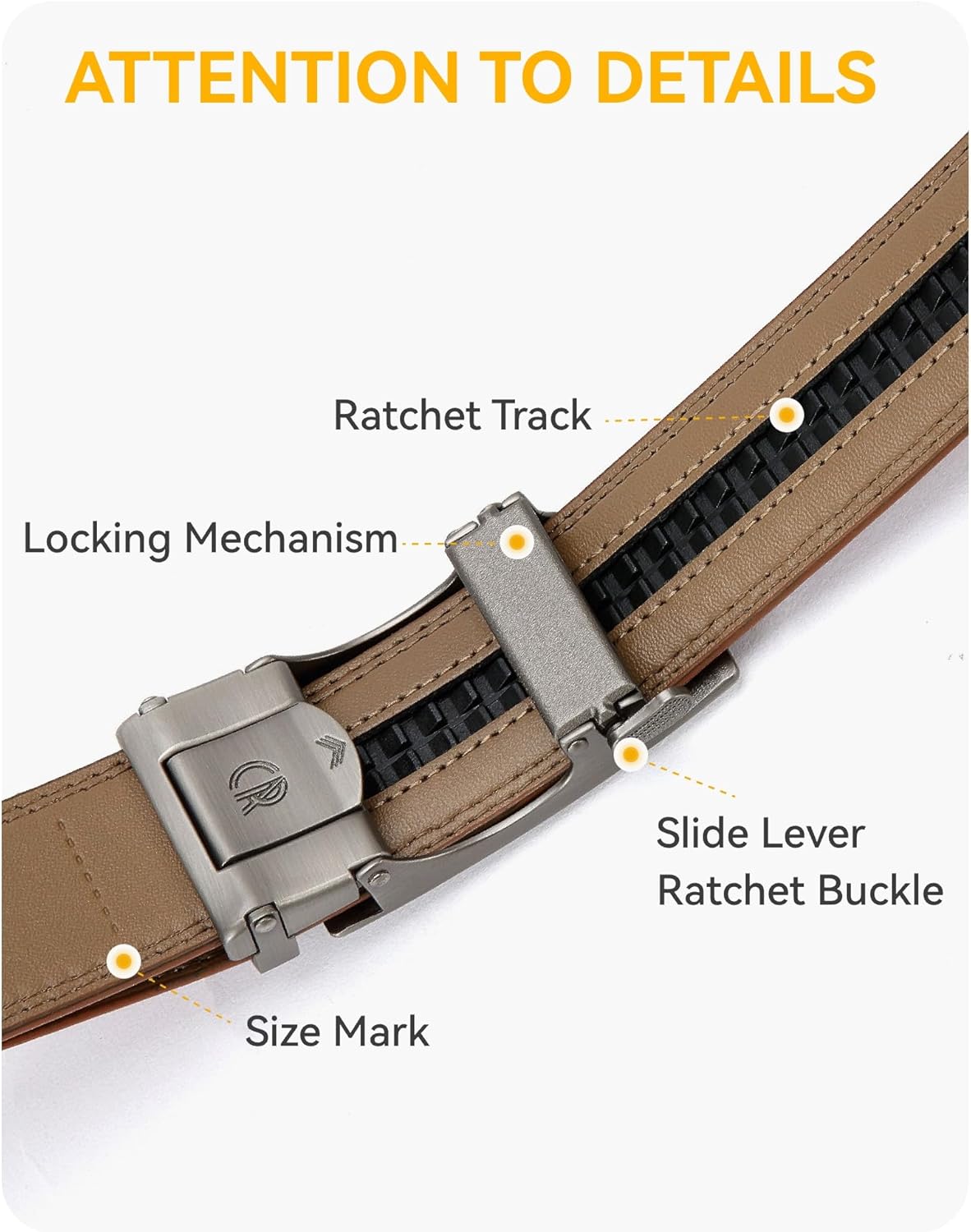 CHAOREN Mens Belt - Mens Ratchet Belt Leather 1 3/8" for Dress Pant - Micro Adjustable Belt Fit Everywhere - Image 3