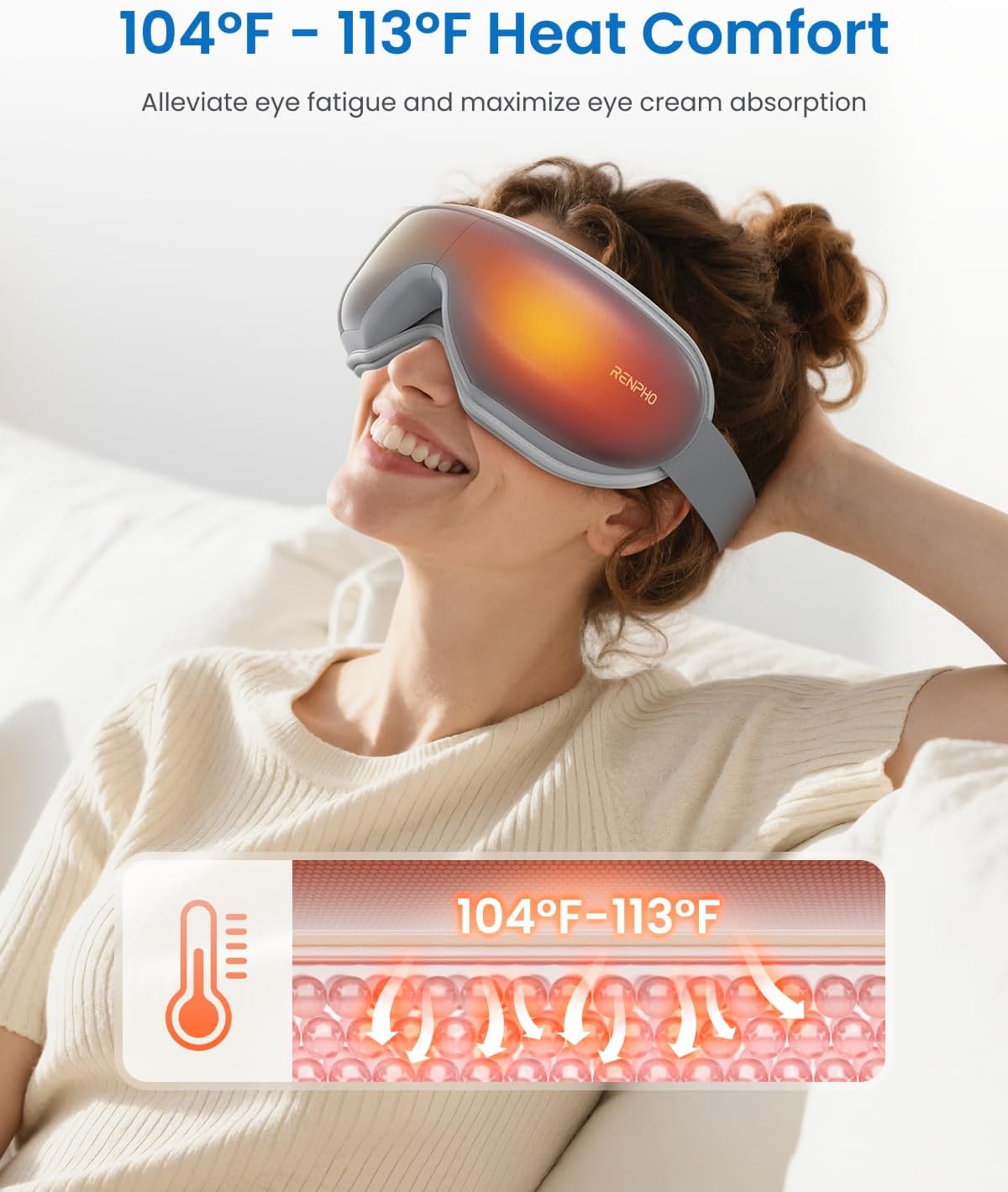 RENPHO Eye Massager with Heat, Mothers Day Birthday Gifts for Mom Women Men Her, FSA Eligible HSA Eye Mask for Migraine Relief,Sleep Mask for Dry Eyes Relax, Reduce Strain for Men Dad Eyeris 1 - Image 3