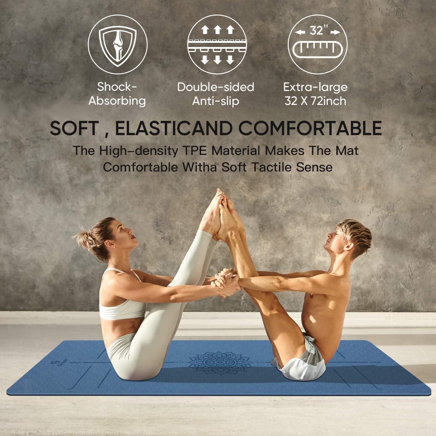Gruper Yoga Mat Non Slip TPE Extra Wide Yoga Mat with Alignment Mark, 72"L x 32"W x 0.32"/0.24"Th (183cm x 80cm x 8mm/6mm), Anti-Tear Exercise Mat with Carrying Strap and Bag, Workout Mats for Yoga, Pilates - Image 7