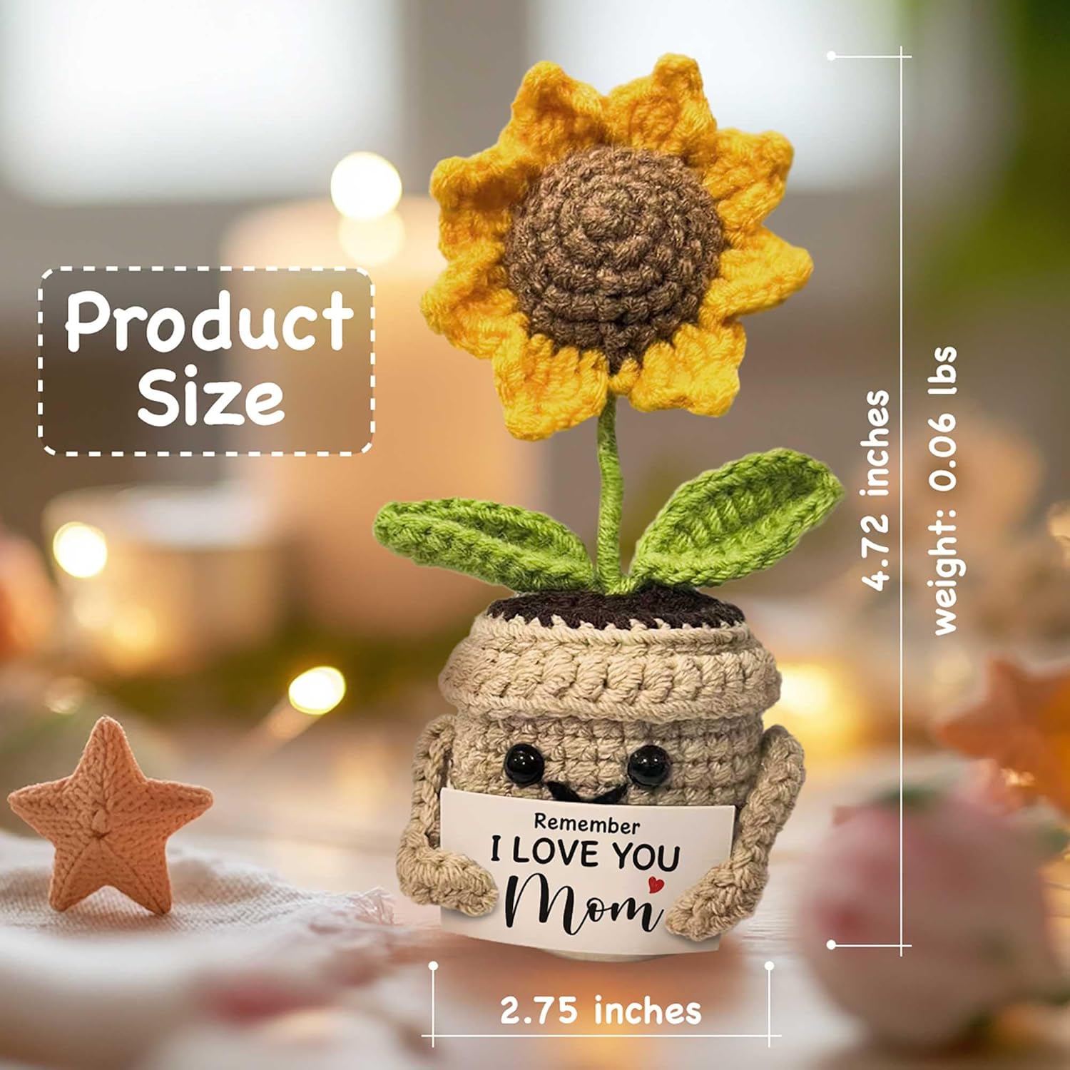 Mini Birthday Gifts for Mom, Mom Gifts from Daughters Remember I Love You MOM, Handmade Crochet Cute Small Sunflower Gifts, Gift for Mom from Daughter, Son, Mothers Day for Mom - Image 2