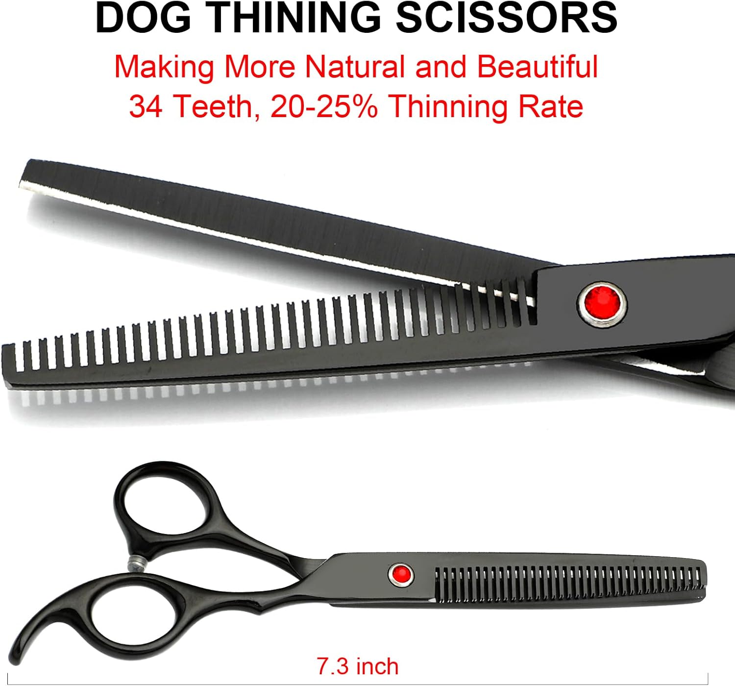 Professional Dog Grooming Scissors Kit Black 6 in 1, Dog Shears for Grooming 6CR Premium Stainless Steel Grooming Scissors Kit for Dogs Cat Pet - Image 2