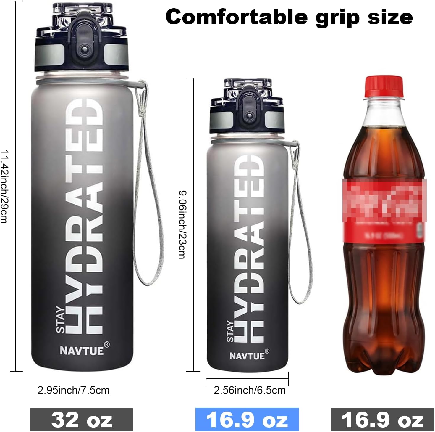 Water Bottle, 16.9 OZ Sports Water Bottles with Time Marker Wide Mouth, Motivational and Leakproof Drink Bottle, BPA Free Tritan with Carry Strap for Gym Fitness Outdoor(1 Bottle) - Image 2