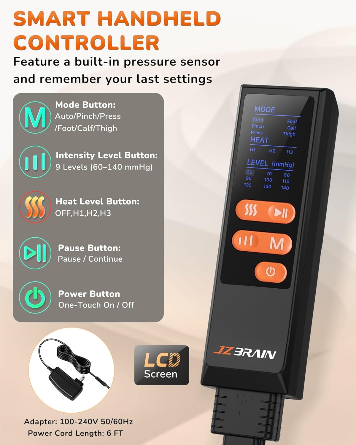 Leg Massager with Heat and Compression : Foot and Calf Massager for Circulation and Pain Relief, Sequential Compression Boots with 6 Modes, 9 Intensity, 3 Heat - Gifts for Mom, Dad, Him, Her - Image 7