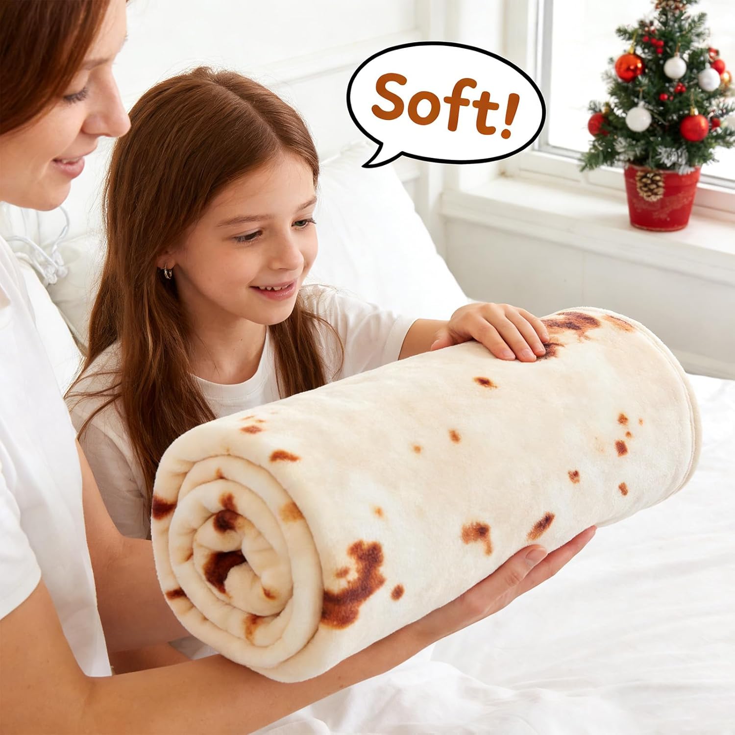 SeaRoomy Burritos Tortilla Blanket, Realistic Food Wrap Blanket Double Sided, Novelty Funny Tortilla Round Soft Blankets (Beige, 47 inches) - Image 7