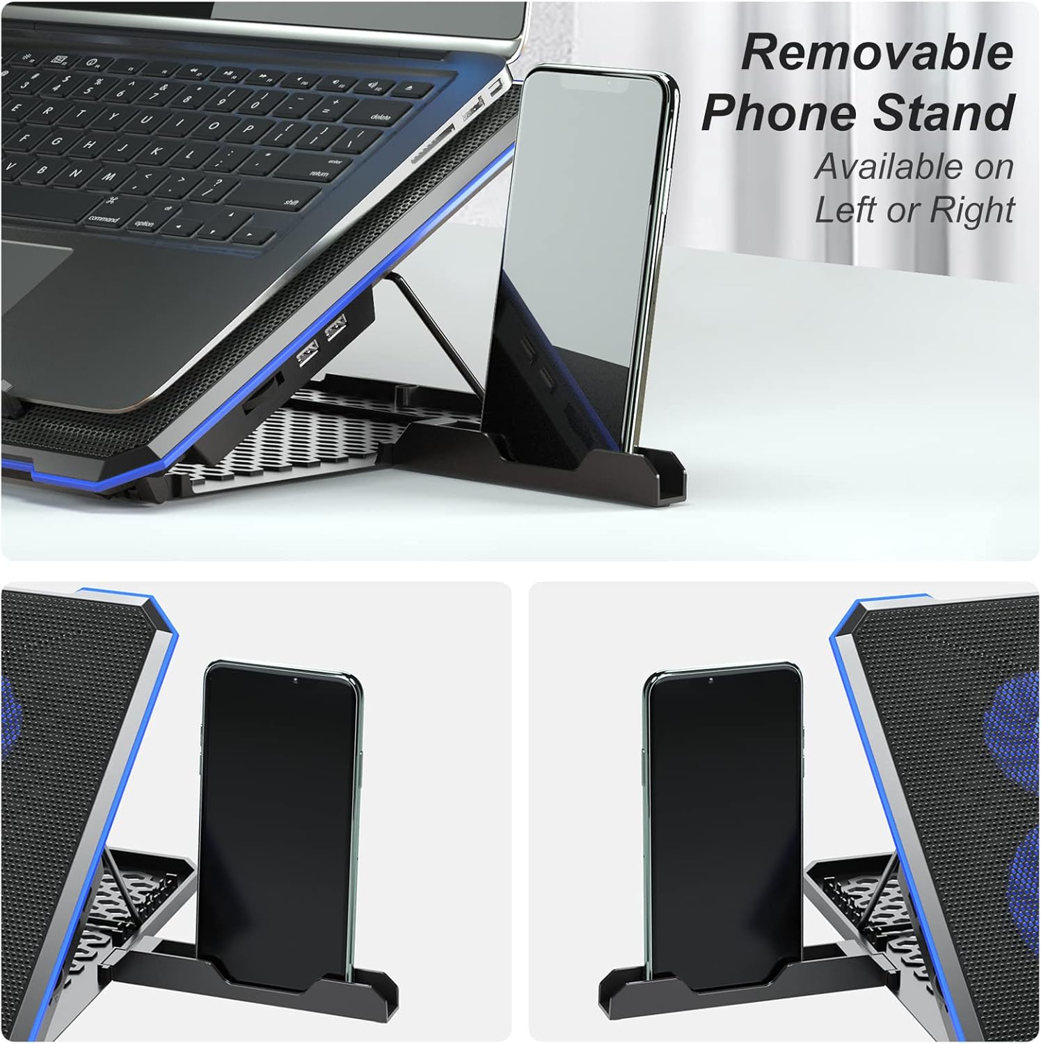 ICE COOREL Laptop Cooling Pad with 6 Cooling Fan, Laptop Cooler Fan with No Lights, Cooling pad for Laptop 15-17 Inches, Notebook Cooler Stand with 9 Height Adjustable, Cooler Pad for Lap or Desk Use - Image 8