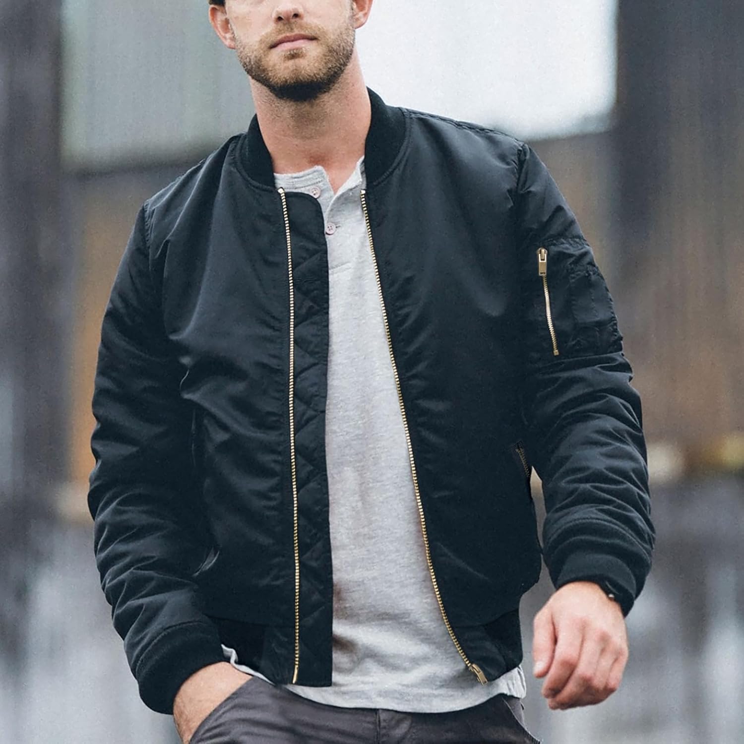 TACVASEN Men's Jackets-Bomber Jacket Fall Winter Warm Windbreaker Full Zip Casual Padded Coats - Image 2