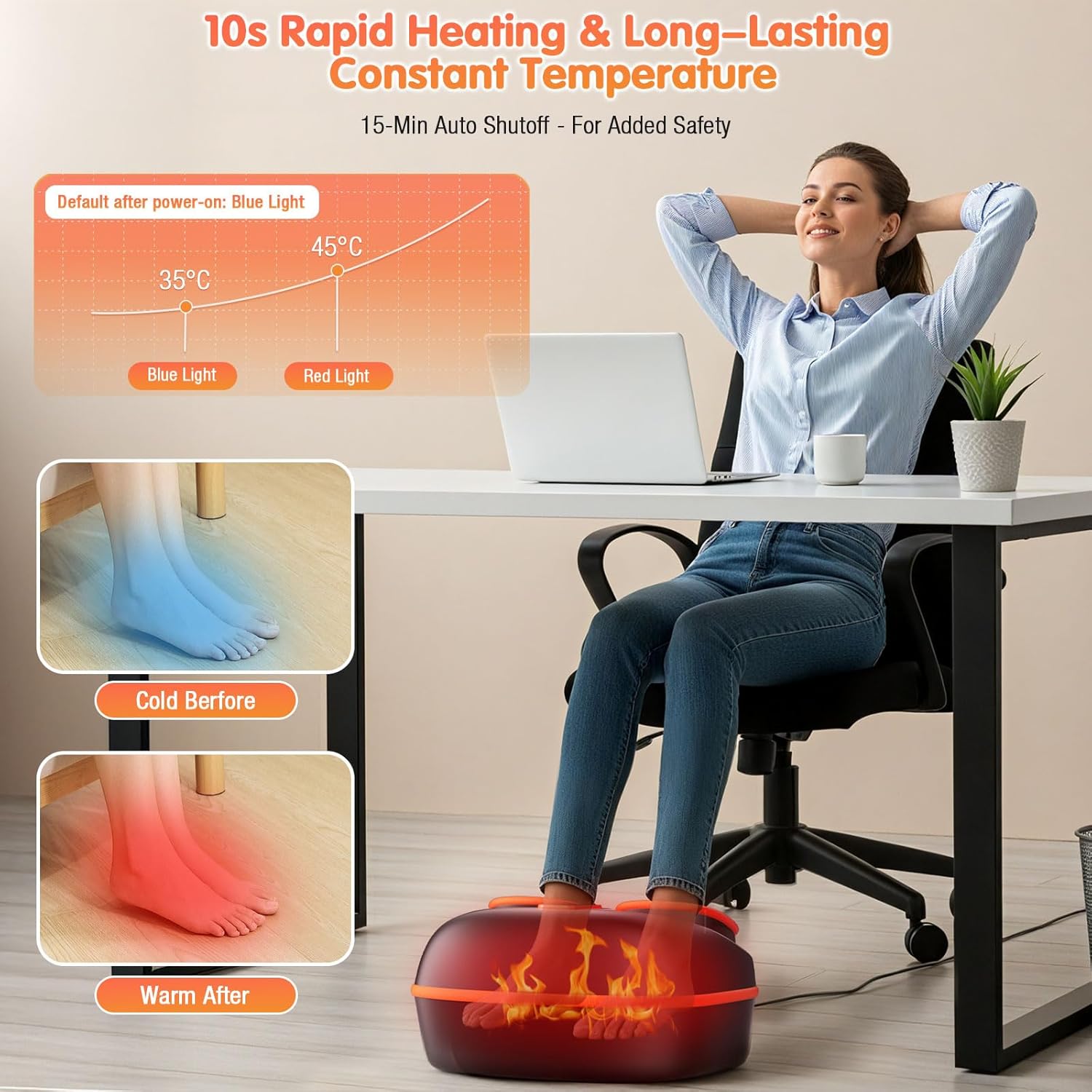 Foot Massager Machine with Heat, Upgrade 6 Airbags 29 Nodes Deep Rolling, Compression, Ankle Kneading, Shiatsu Foot Massager for Neuropathy Plantar Fasciitis, Gifts for Men Women Fits Up to 13" - Image 6