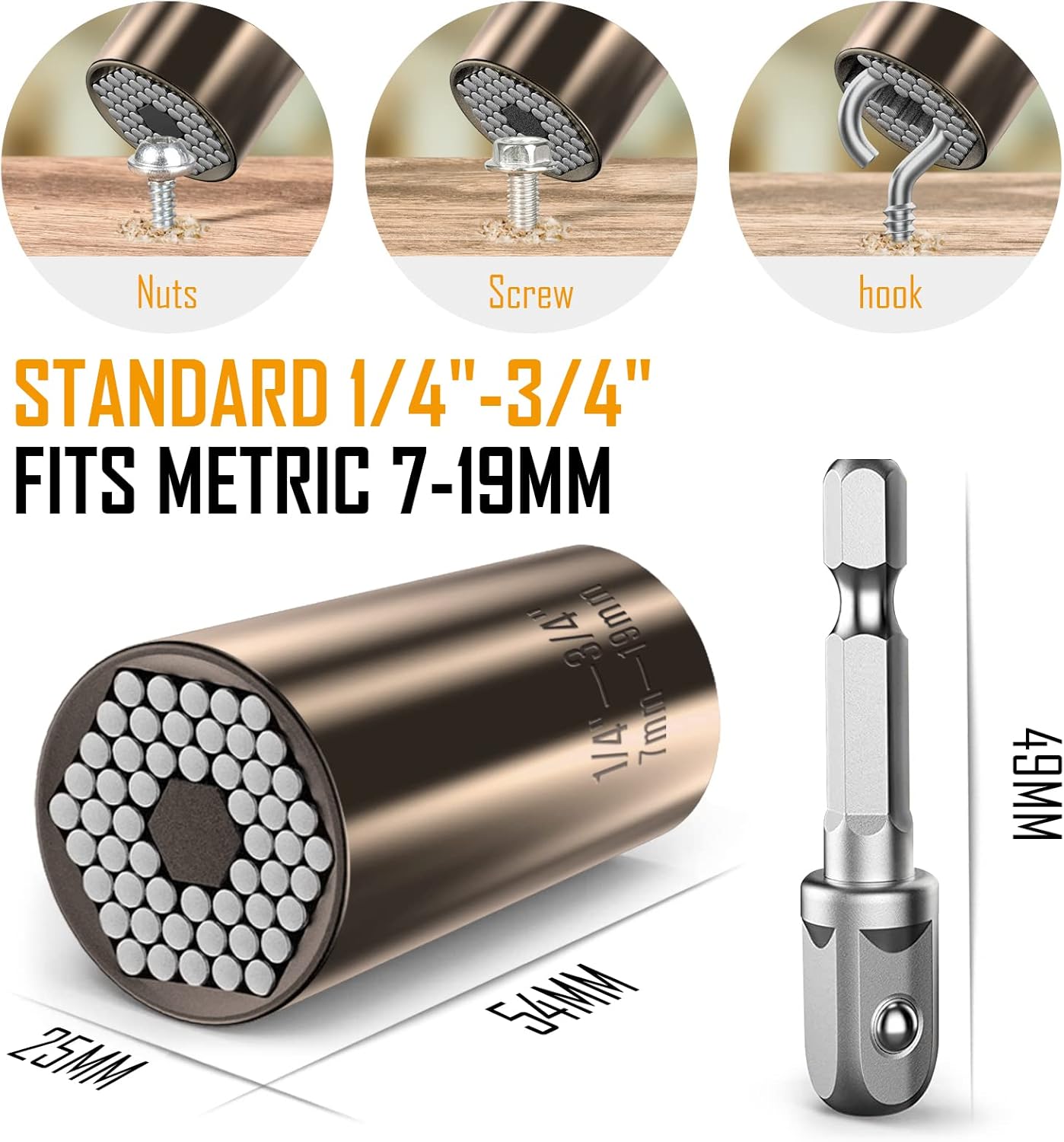 Lenski Super Socket Gifts for Men, Universal Socket Tool Mens Gifts for Husband Dad Adults, Grip Set with Power Drill Adapter, Birthday Gifts for Men Him - Image 2