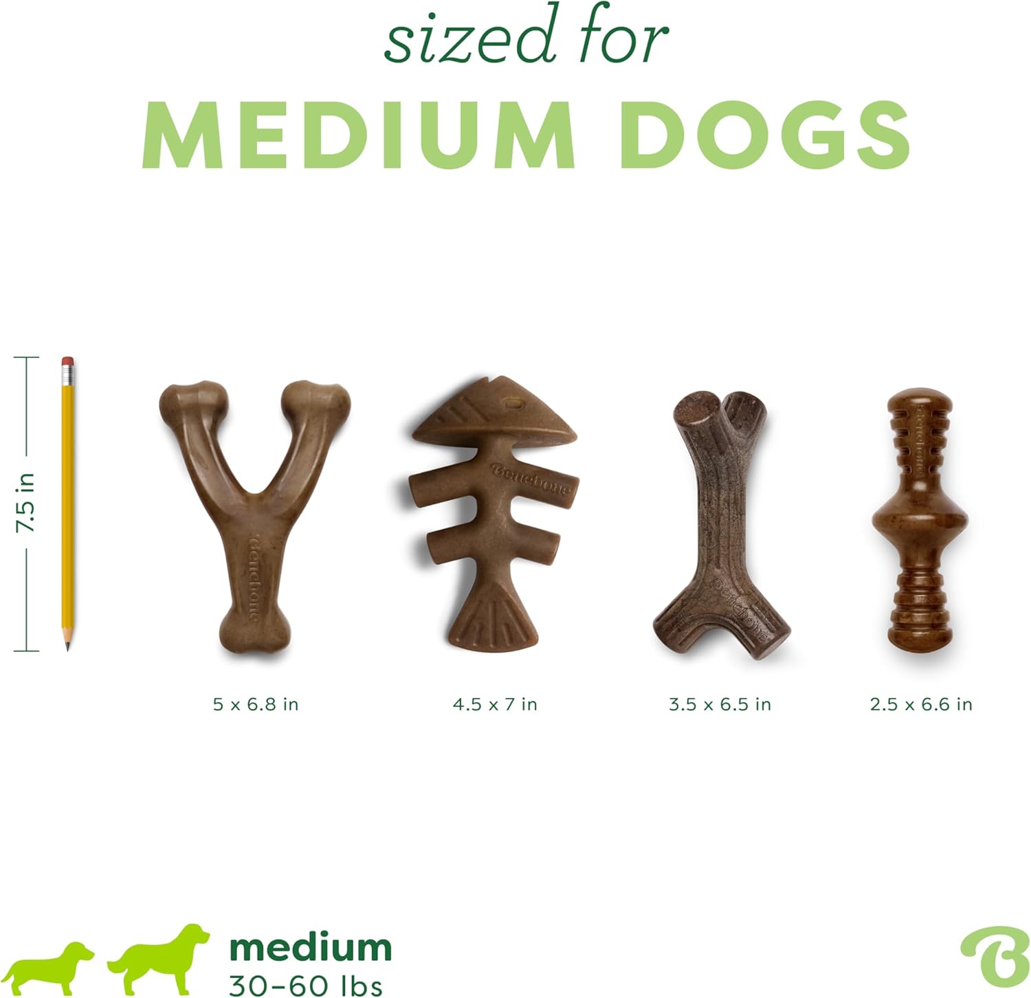 Benebone Medium 4-Pack Dog Toys for Aggressive Chewers – Durable Dog Bones, Made in USA – Dog Toys for Medium Dogs Under 60 lbs - Image 4