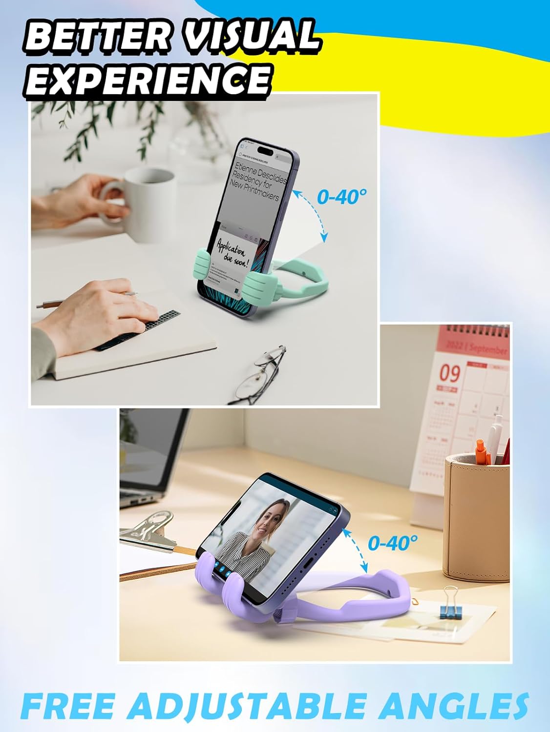 Easter Basket Stuffers for Teens Girls Kids Gifts Cell Phone Stand: UPGRADE Adjustable Thumbs Up Lazy Phone Holder for Desk Fun Gadgets Teenager Boys Women Adults Essentials Easter Gifts Trendy Stuff - Image 4