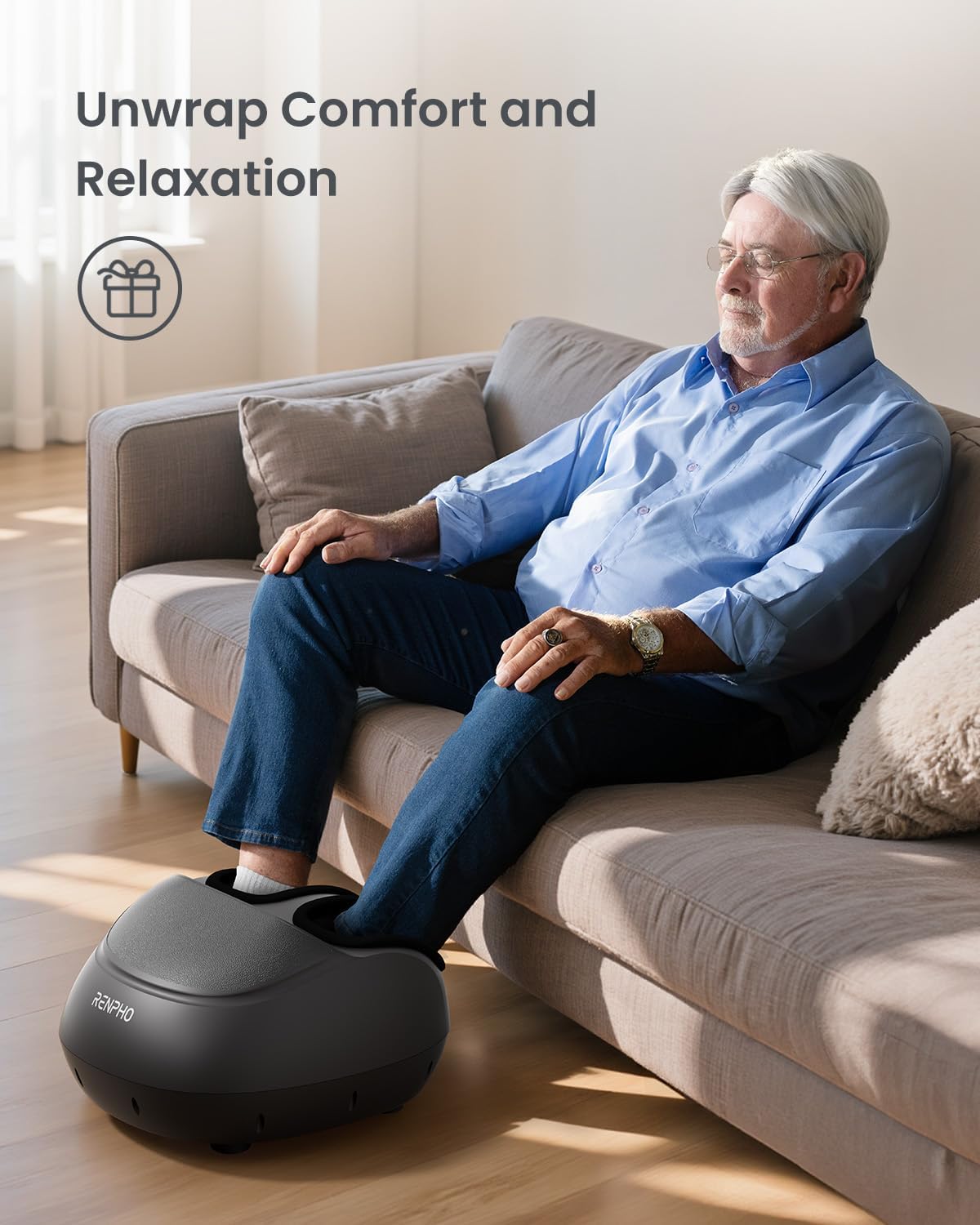 RENPHO Full Foot Massager Machine, 2026 Upgraded Shiatsu Foot Massager with Heat, FSA Eligible HSA Store Eligible, Plantar Fasciitis Massager, Birthday Gifts for Women Mom Men Dad, Fits Up to Size 13 - Image 8