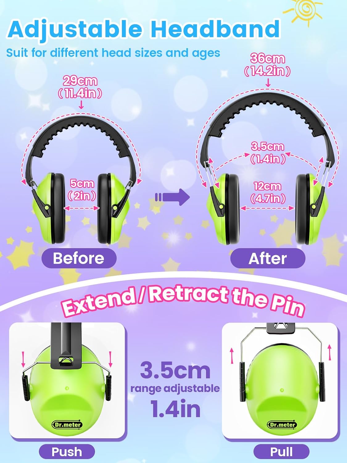 Ear Muffs for Noise Reduction: 27.4SNR Noise Cancelling Headphones for Kids Adults, EM100 Adjustable Hearing Protection Earmuffs for Monster Jam, Autism Sensory, Concerts, Fireworks - Image 4