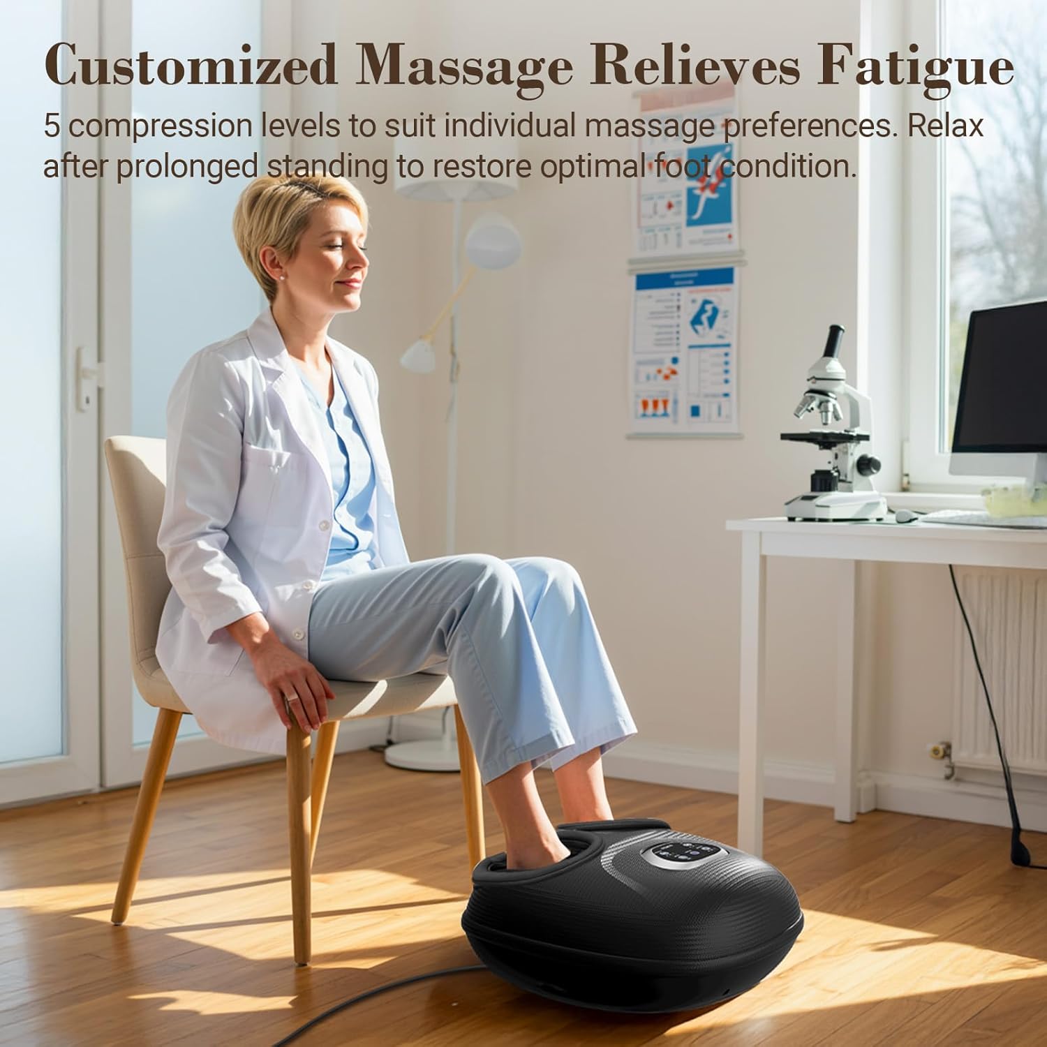Foot Massager FSA Eligible HSA, 2026 Upgraded Feet Massager with Heat for Plantar Fasciitis Relief, 5 Levels Compression & Vibration Massage for Neuropathy, Birthday Day Gifts for Women Men - Image 4