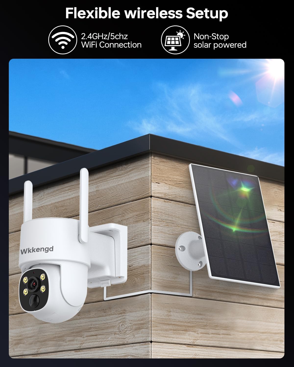 Wireless Security Camera System Outdoor, Aurora Lux Color Night Vison 4 Cam-Kit Solar Powered Security Cameras Wireless Outdoor-1TB 360° View 2.4/5Ghz WiFi No Monthly Fee - Image 4