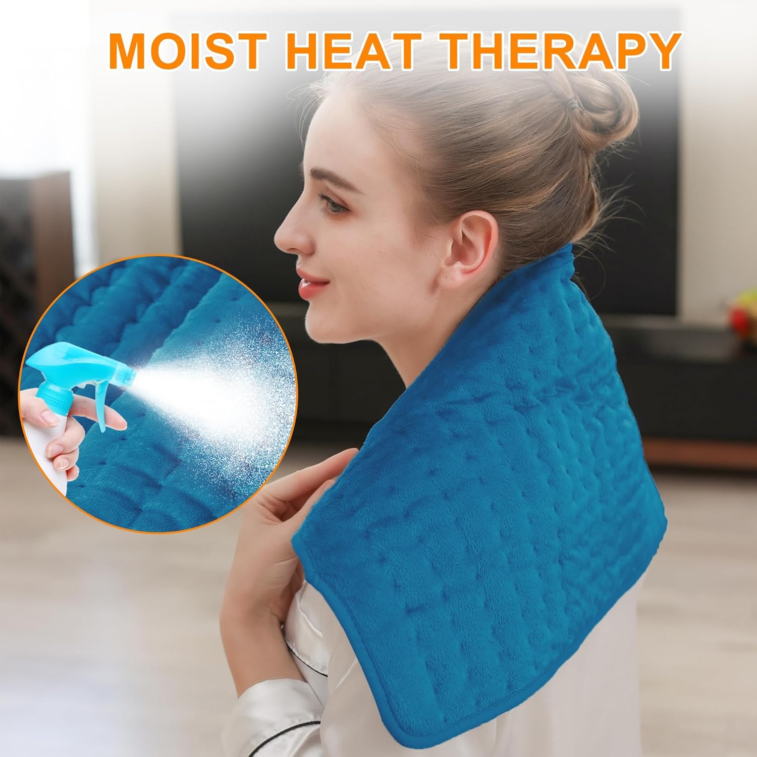 Deepsoon Heating Pad,Electric Heating Pads for Back,Neck,Abdomen,Moist Heating Pad for Shoulder,Knee,Arms,Legs,Dry/Moist Heat & Auto Shut Off,Christmas Gifts for Men and Women,Blue,24x12 Inch - Image 4