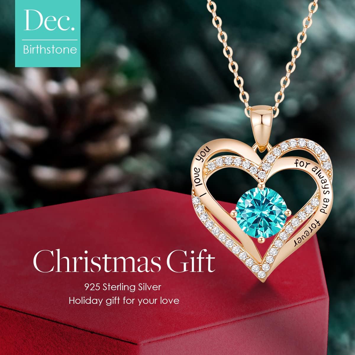 CDE Valentine's Day Gift Forever Love Heart Necklaces for Women, Wedding Anniversary, Birthday Mothers Christmas Day Gifts for Mom, Mother, Wife, S925 Silver Jewelry with Birthstone Pendant - Image 3