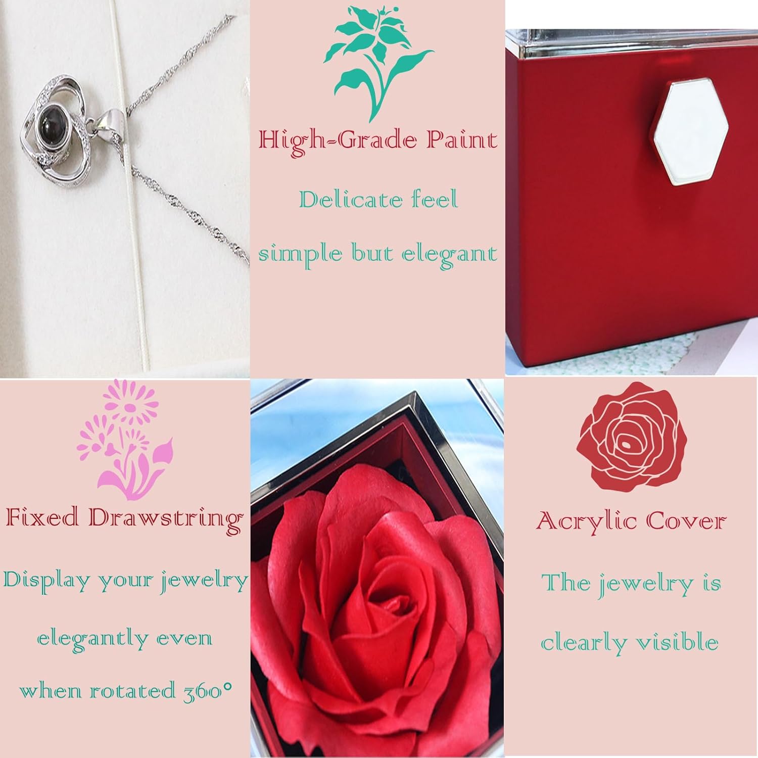 Romantic Gifts for Her Rose Ring Box Jewelry Box Artificial Flowers Eternal Rose Box Anniversary Wedding Valentines Day Christmas Birthday Thanksgiving Gifts for Mom Wife Girlfriend Women - Image 4