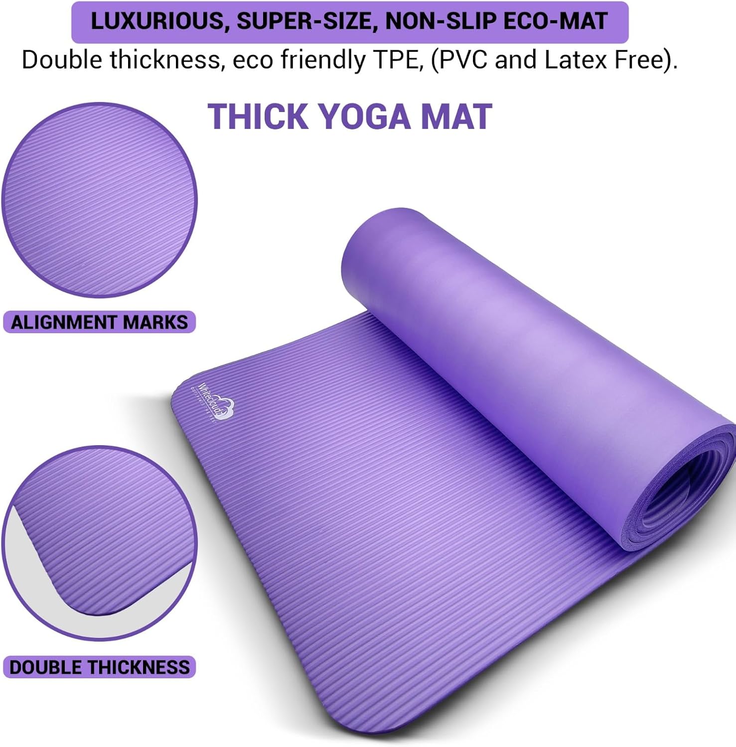 WHITECLOUDZ Yoga kit, 7-Piece Yoga Mat Set for Home Workouts, Thick Yoga Mat, Yoga Blocks, Strap, Yoga Towels & Carrying Bag, Exercise Mat with Yoga Equipment for Women & Men, Enhance Yoga Practice - Image 3