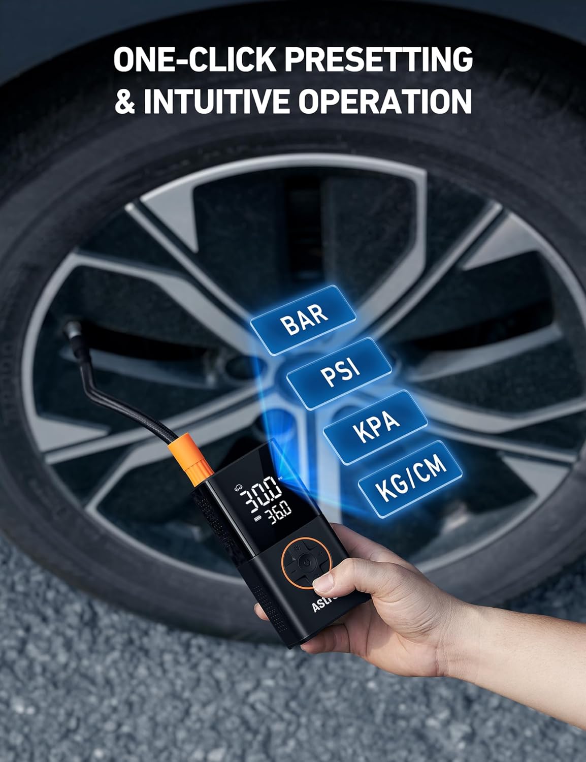 AstroAI L7 Tire Inflator Portable Air Compressor Cordless Mini Bike Pump with Digital Dual Values Display, 150 PSI Car Tires Air Pump with LED Lights&Pressure Gauge for Auto, Motorcycles, Bikes, Balls - Image 8