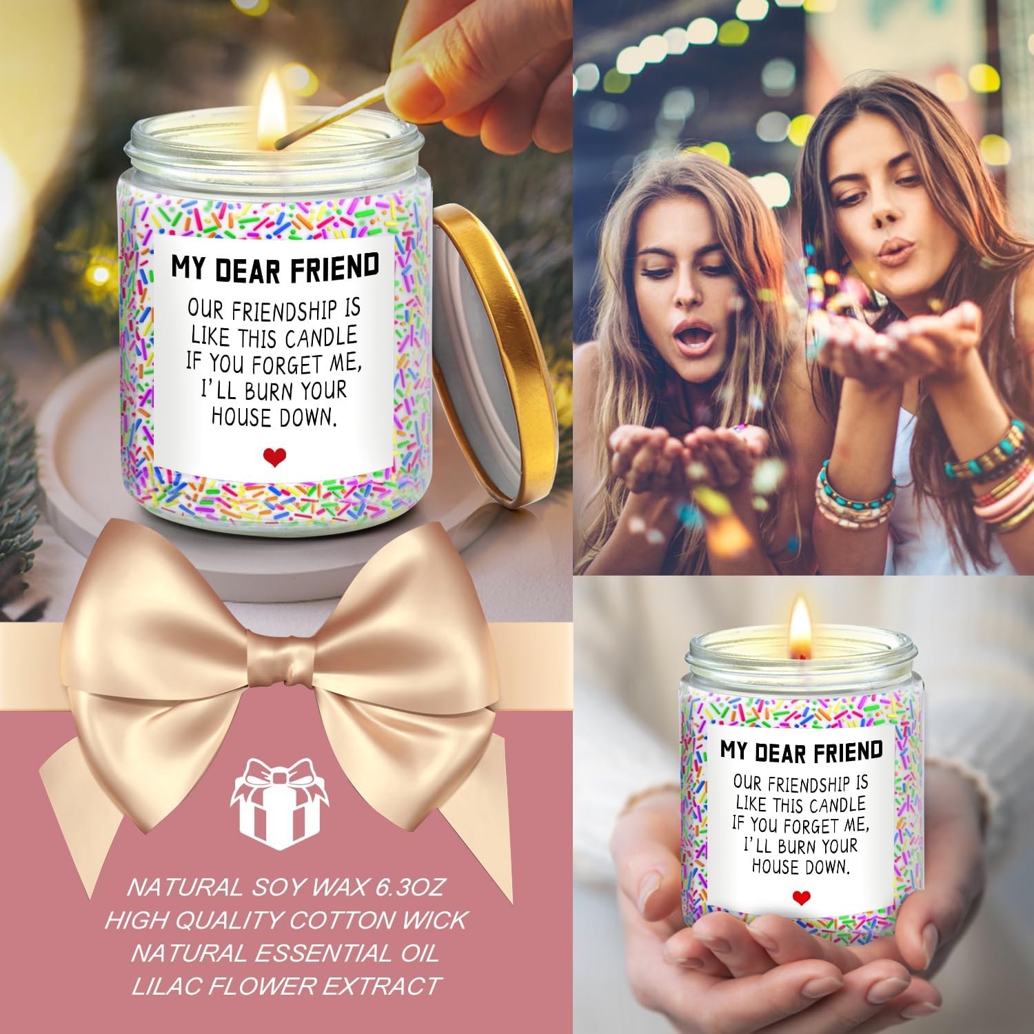 Birthday Gifts for Women Best Friends,Friendship Gifts for Women Her BFF Female Friends Bestie Sister Gift Basket from Sister Lavender Scented Candles 12oz Tumbler - Image 3
