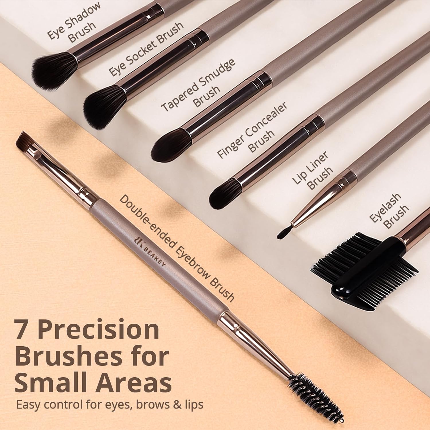 BEAKEY 12pcs Vegan Makeup Brush Set Soft high-density Taklon fibers,durable birch handles,zero shedding,easy to clean,perfect for creating any look - Image 4