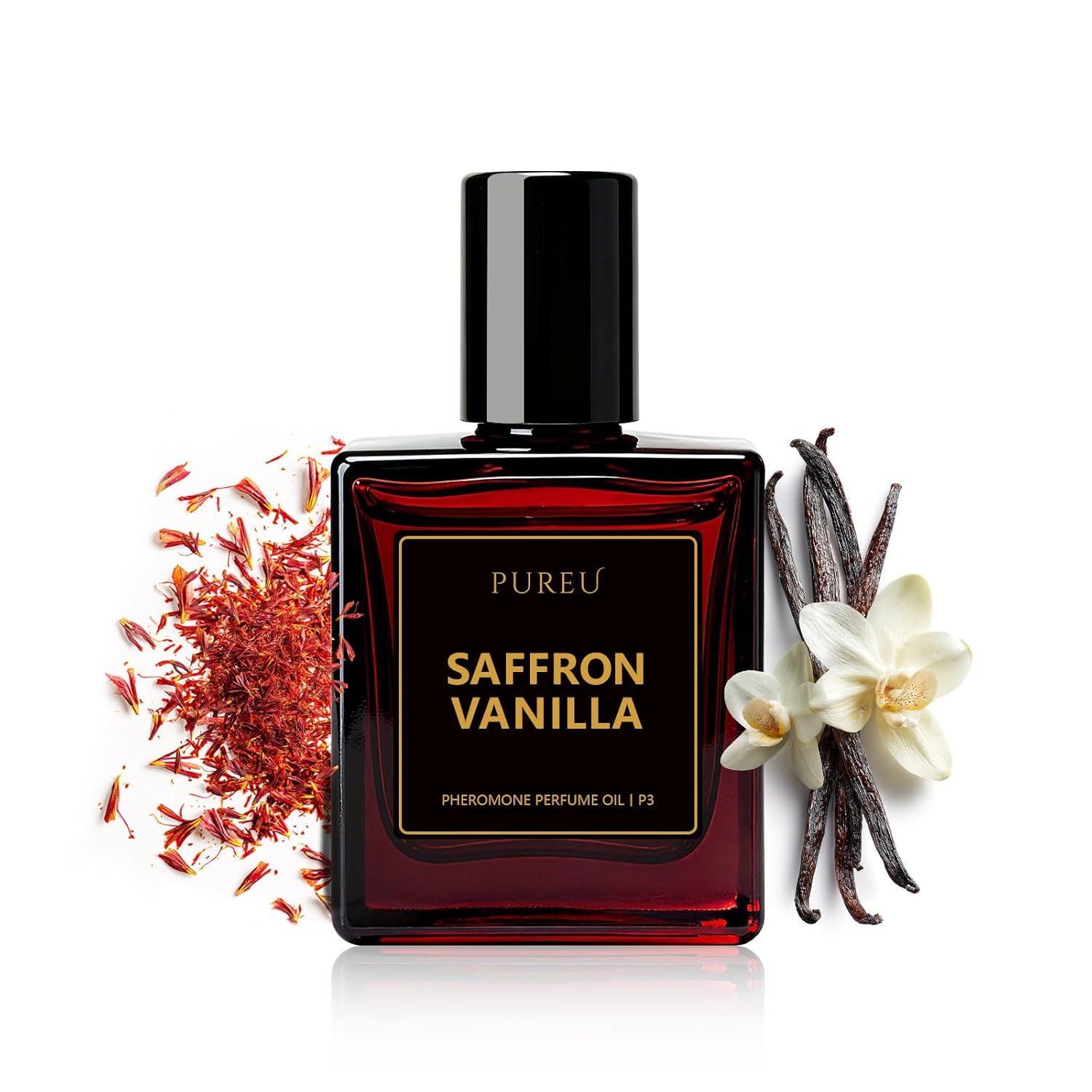 PUREU Pheromones Perfumes for Women, Saffron Vanilla Perfume Long Lasting Pheromone Perfume 0.34FL OZ/10ML Roll On Travel Size Essential Oil Fragrance Eau De Parfum, Made in USA