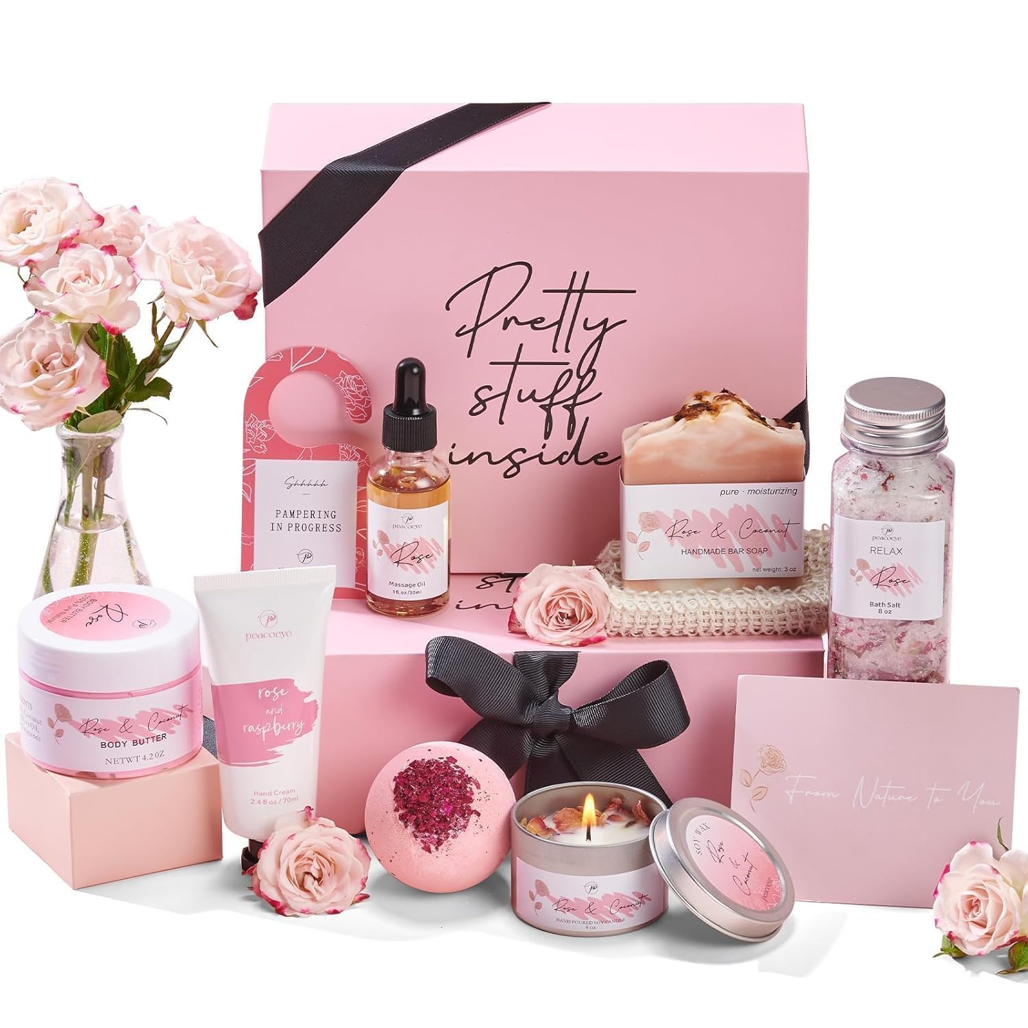 Spa Gifts for Women Valentines Day Bath Baskets Relaxing Spa Self Care Gift for Mom Her Sister Wife Auntie Home Bath Care Package Thank You Birthday for Women Friendship Ideas