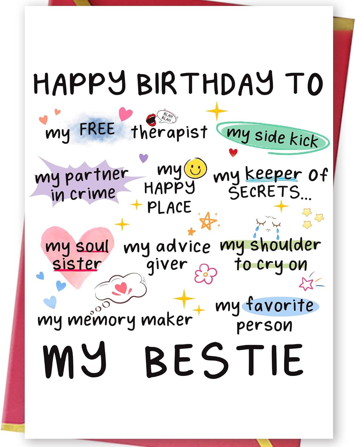 Funny Birthday Card for Women Sister, Happy Bday Gifts for Bestie, Bestie & Friendship Birthday Card