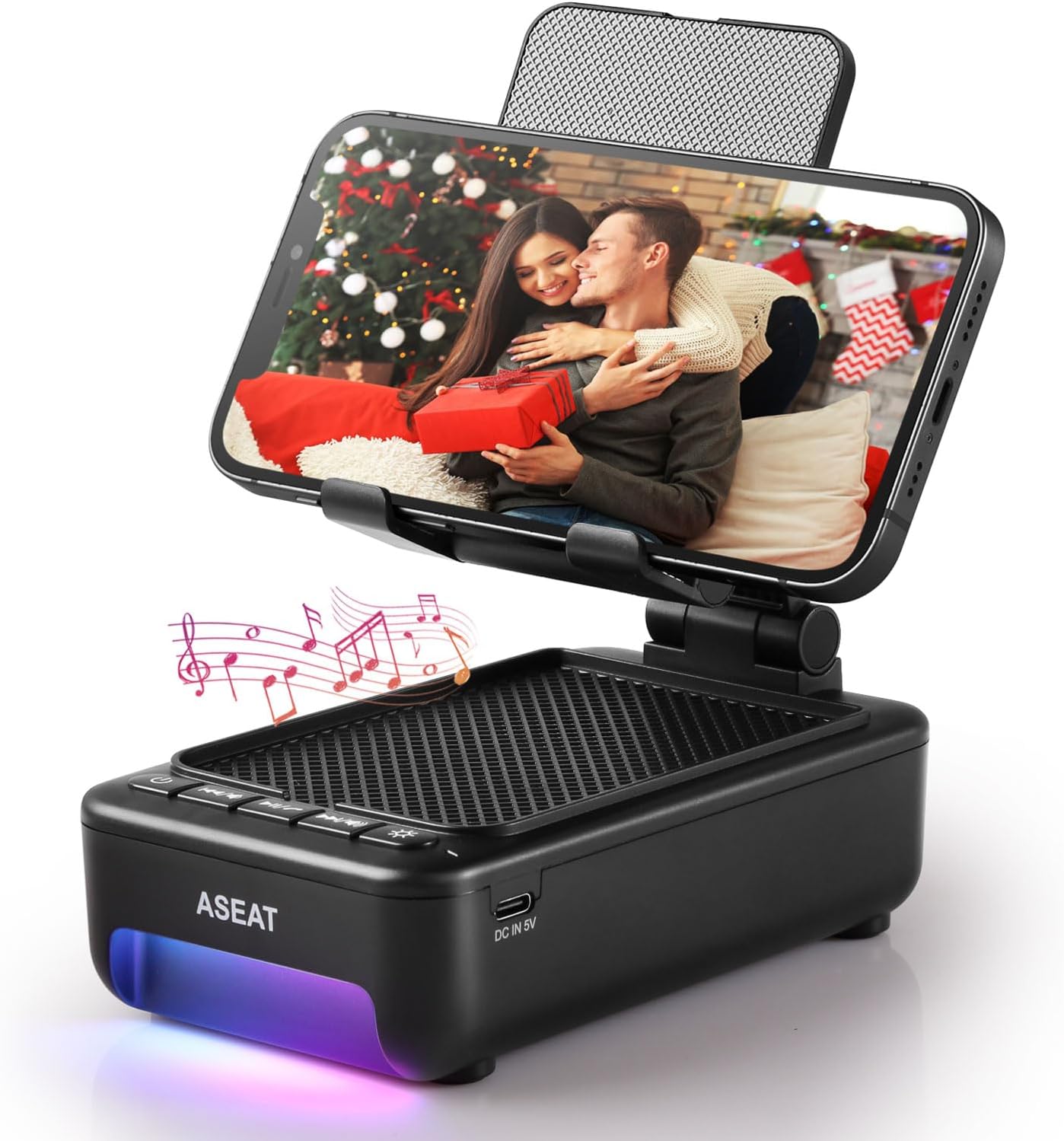 Gifts for Men Him, Cell Phone Stand with Bluetooth Speaker&Led Color Changing Light, Unique Gifts for Women Dad Her Husband, Cool Tech Gadget Wireless Speaker, Birthday Gifts for Men, Ideal Gifts