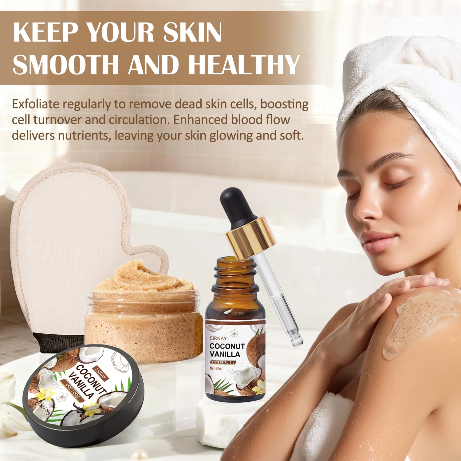 Christmas Gifts For Women - 16 PCS Birthday Gift Basket for Women Set of Coconut Vanilla Self Pampering Set, Includes Luxurious Home Spa Shower Gel Bubble Bath - Image 6