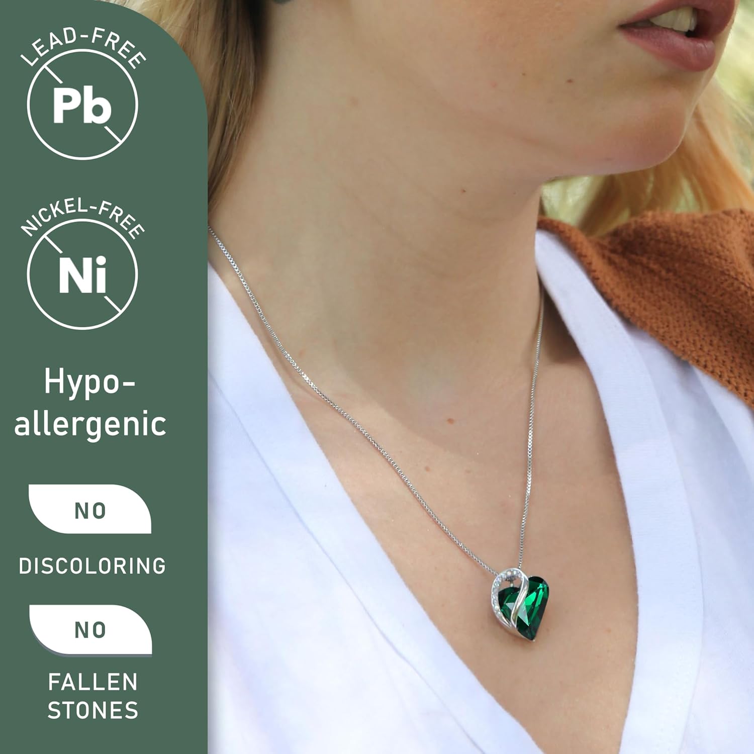Leafael Gift Necklaces for Women, Infinity Love Birthstone Heart Crystal Pendant, Birthday Anniversary Jewelry for Wife, Mom, and Her, Silver Plated, 18" + 2" Adjustable Chain - Image 2
