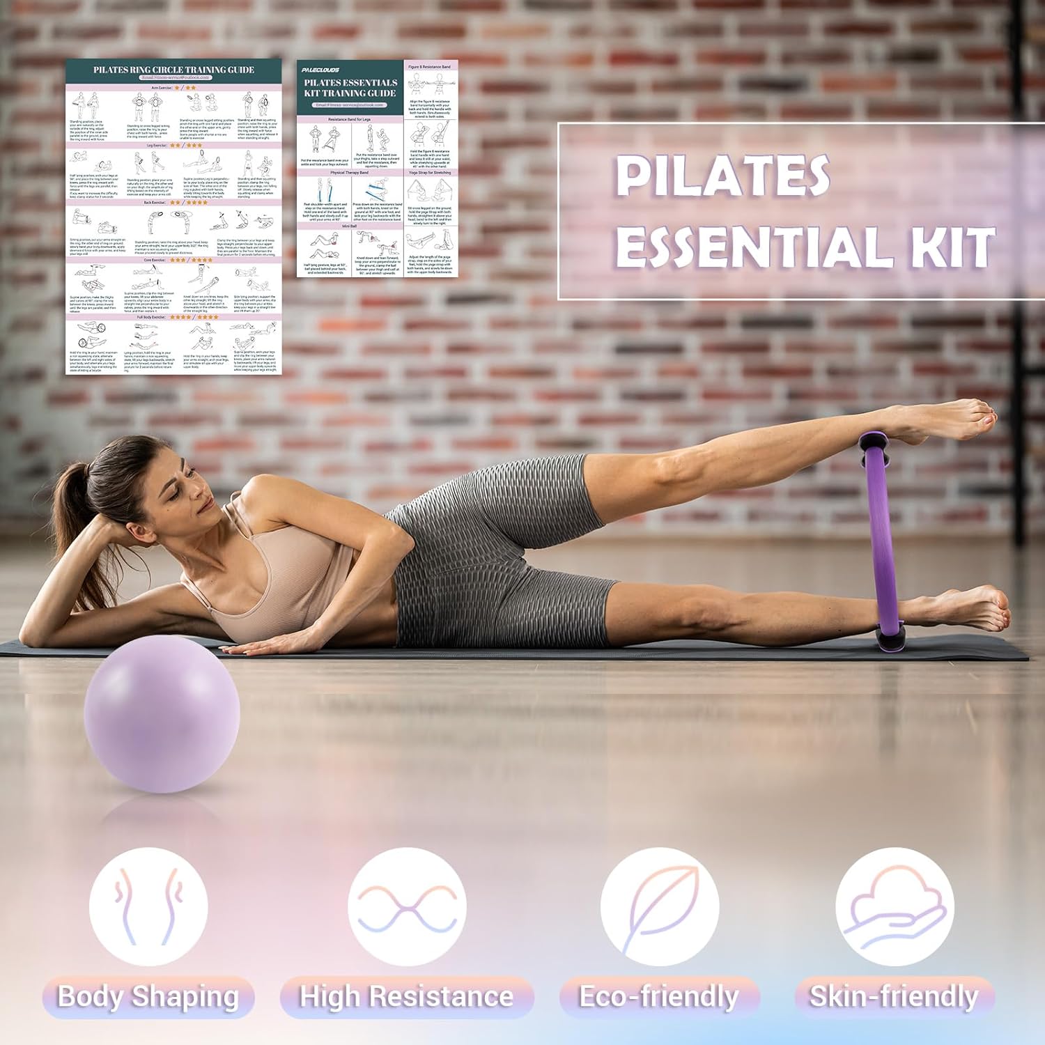 Pilates Ring Set for Women, 12" Pilates Ring and Ball Set with Resistance Bands for Home Workouts, Portable Pilates Kit with Bag & 2 Training Poster for Full Body Exercise - Image 5
