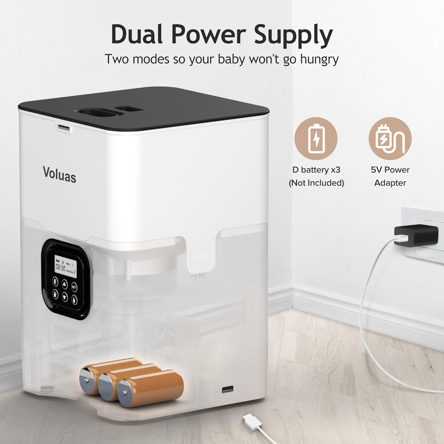 VOLUAS Automatic Cat Feeders - Timed Pet Feeder for Cats and Dogs with Dry Food Dispenser, Desiccant Bag, Programmable Portion Control, 4 Daily Meals, 10s Voice Recorder - Image 5