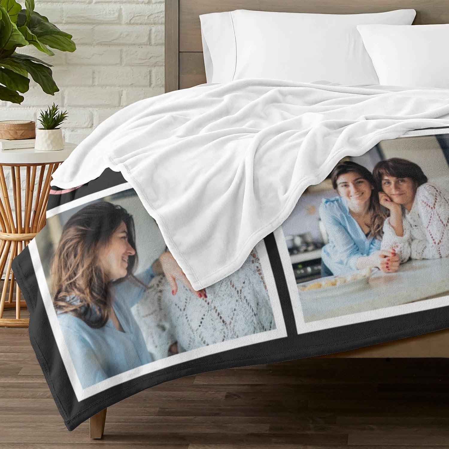 Custom Mom Blanket with 5 Photos Personalized Blanket with Pictures Customized Throw Gifts for Mom Grandma Photo Throw Blanket for Birthday Mother's Day, 15 Colors Available - Image 7