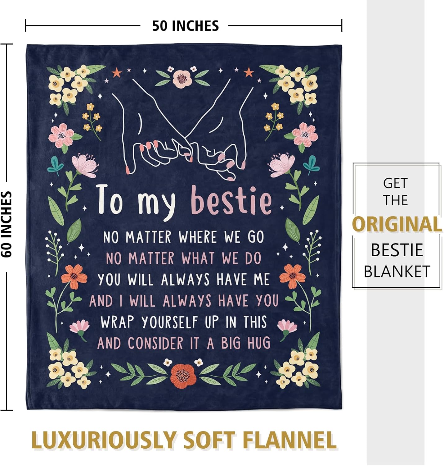 GiltGlimmer Friendship Gifts for Women, Best Friend Birthday Gifts for Women, Best Friend Blanket Gift, to My Bestie Throw Blanket for Mothers Day 60" x 50" - Image 6