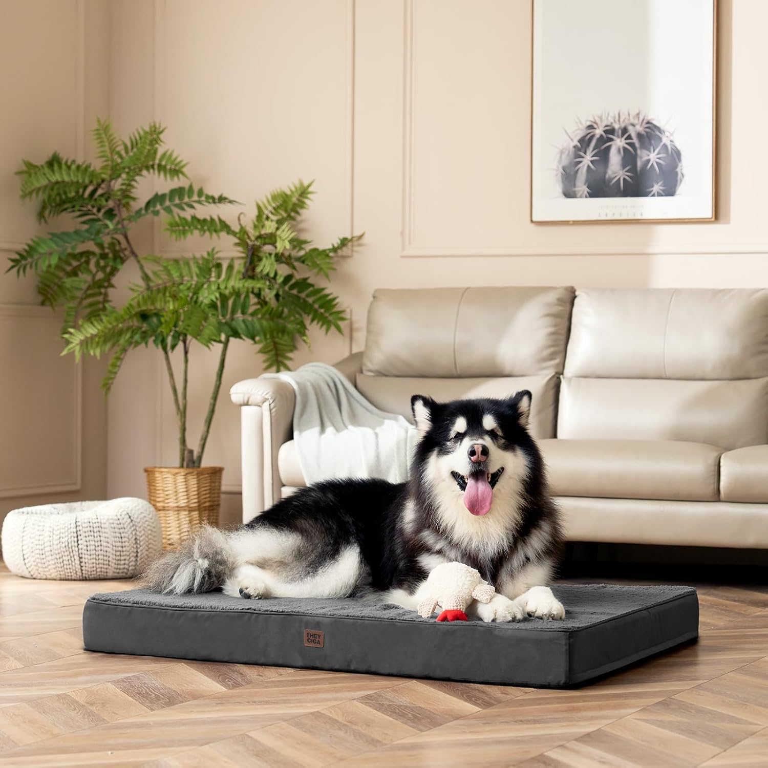 EHEYCIGA Orthopedic XL Dog Beds for Extra Large Dogs with Removable Washable Cover for Crate, Grey, 41x27 - Image 8