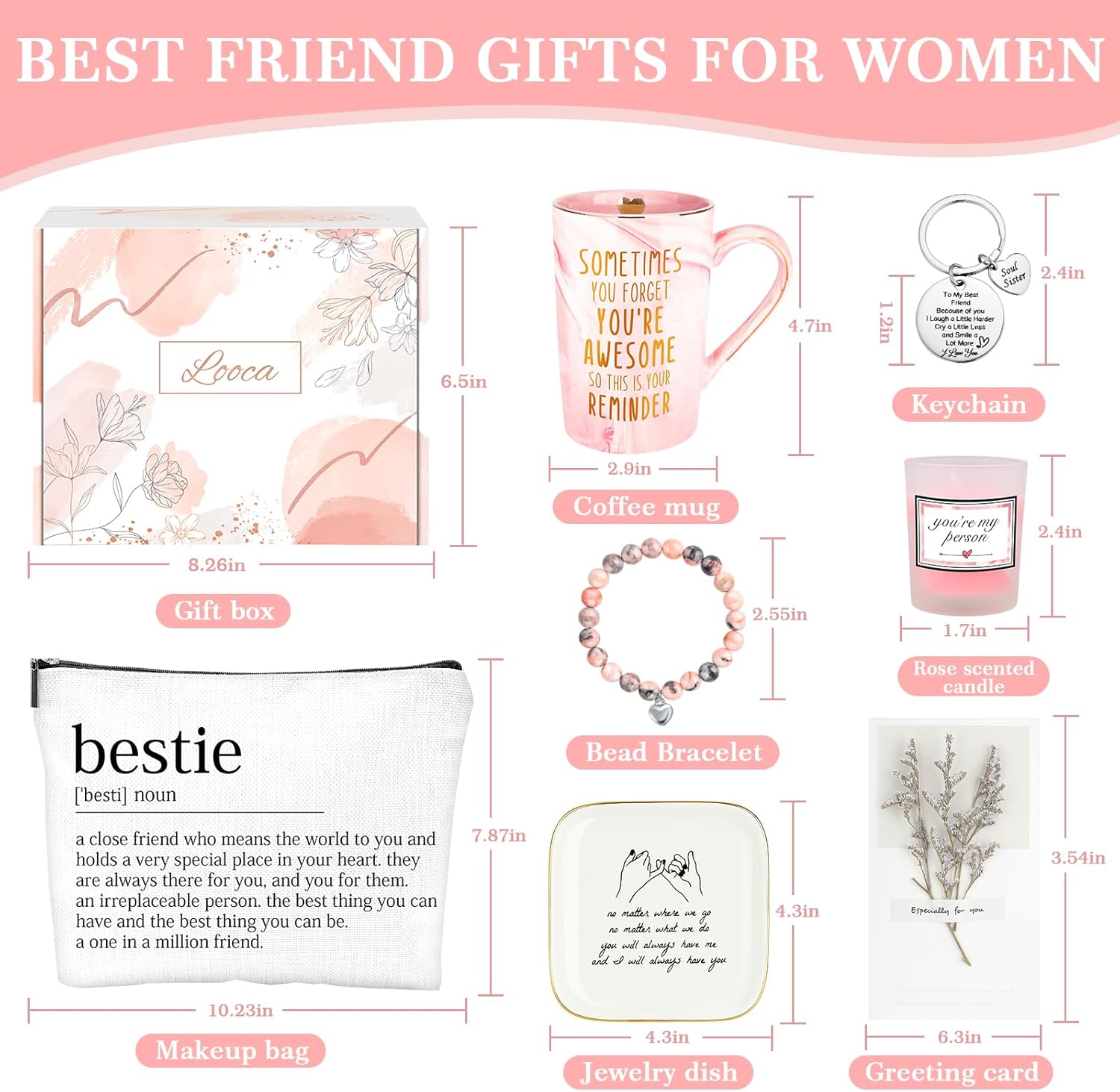 Best Friend Birthday Gifts for Women Friendship Gifts for Women Friends Unique Bestfriend Birthday Gift for Woman Bestfriend gift Ideas for Bestie BFF Soul Sister - Mug, Keychain, Candle, Bracelet - Image 8