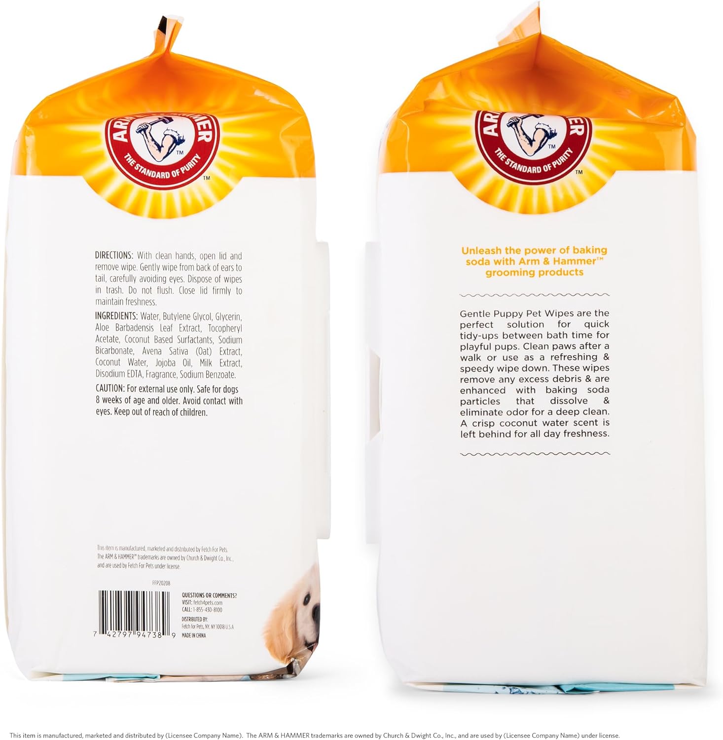 Arm & Hammer Dog Grooming Wipes, Deodorizing Dog Cleaning Wipes with Coconut Water, Gentle for Dogs and Puppies, Paraben and Sulfate Free Formula, Light Coconut Scent, 100 Count - Image 5