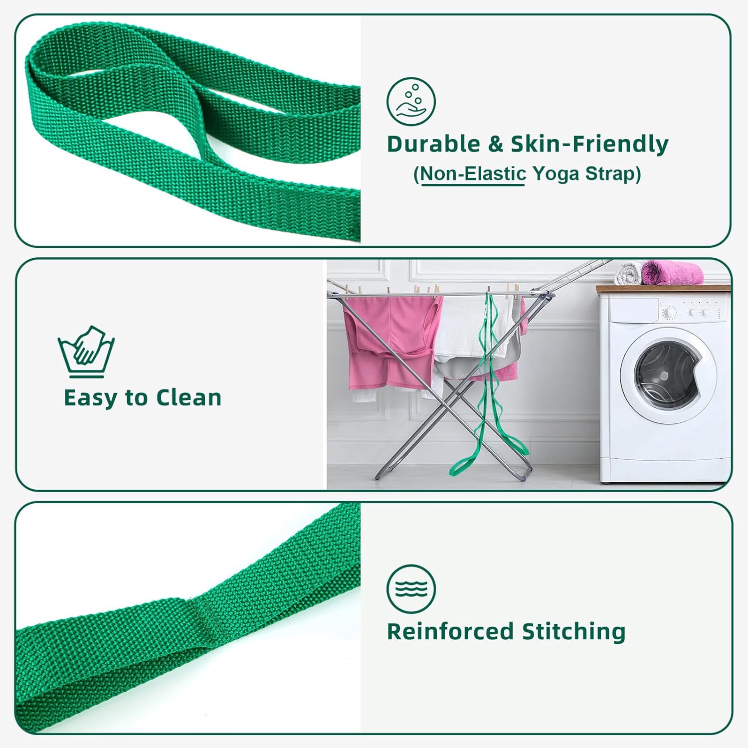 Stretching Strap Yoga Straps for Physical Therapy, 10 Loops Non-Elastic Stretch Band for Pilates, Flexibility, Exercise and Gymnastics - Image 2