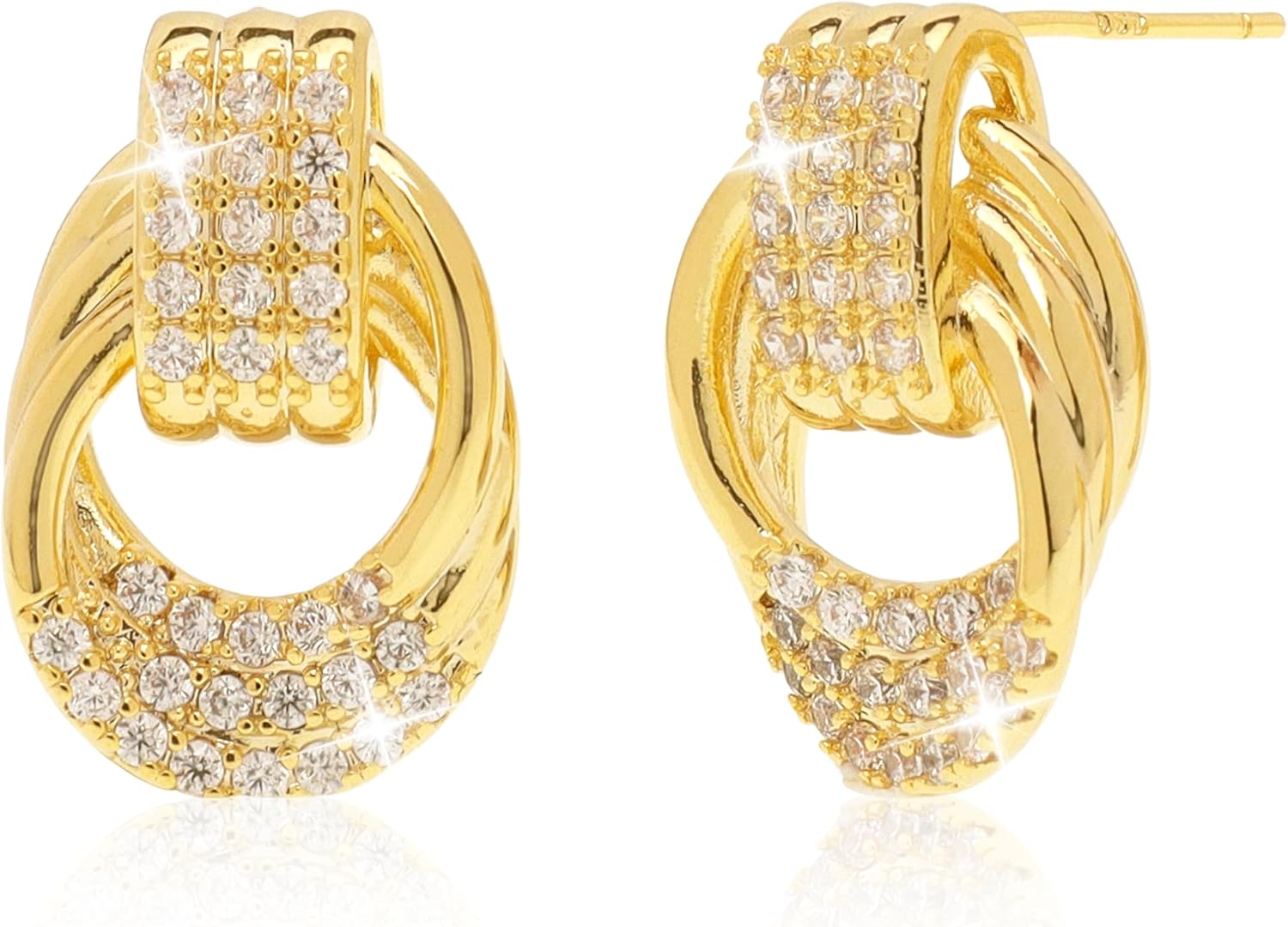 Jean Beau Chunky Gold Stud Earrings for Women Trendy Gold Plated Dangle Drop Wedding Prom Birthday Fashion Office Jewelry Gift